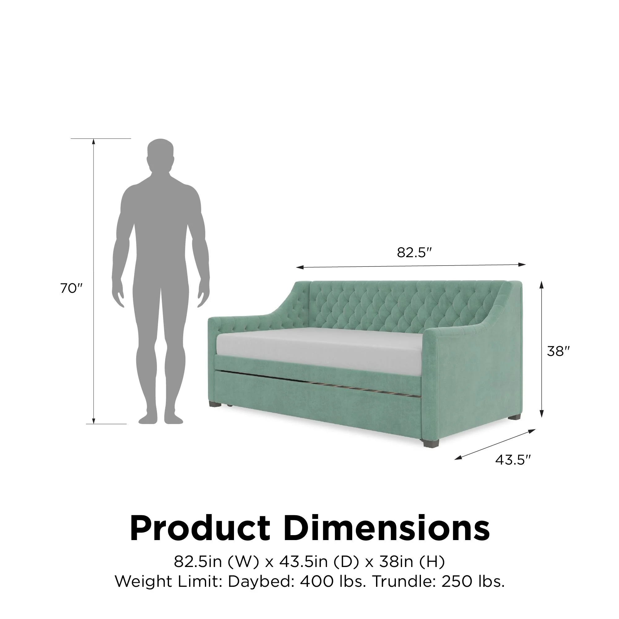 Little Seeds Monarch Hill Ambrosia Twin Daybed and Trundle, Teal Velvet