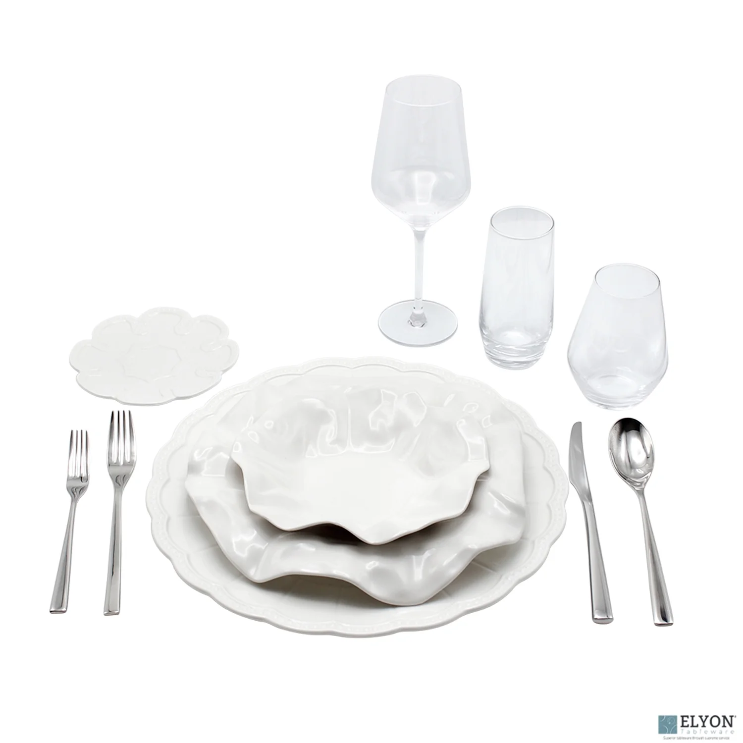 Elyon Tableware® 11 Piece Dinnerware Set White Porcelain, Service for 1