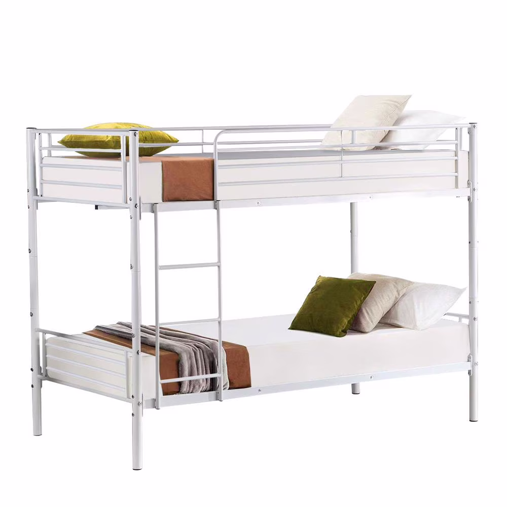 UBesGoo Twin over Twin Metal Bed,Metal Bunk Bed Frame with Ladders,White