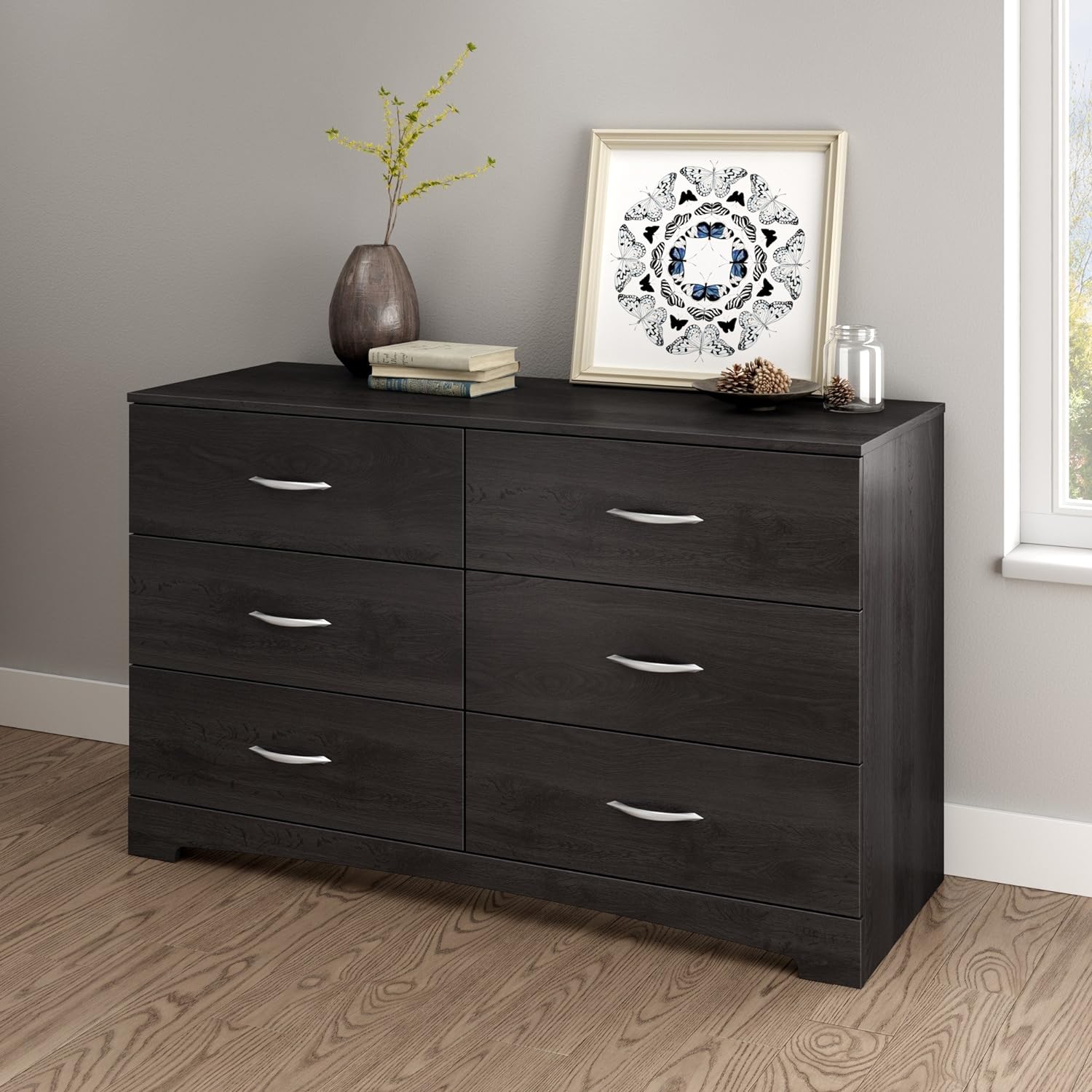 Step One 6-Drawer Double Dresser, Gray Oak