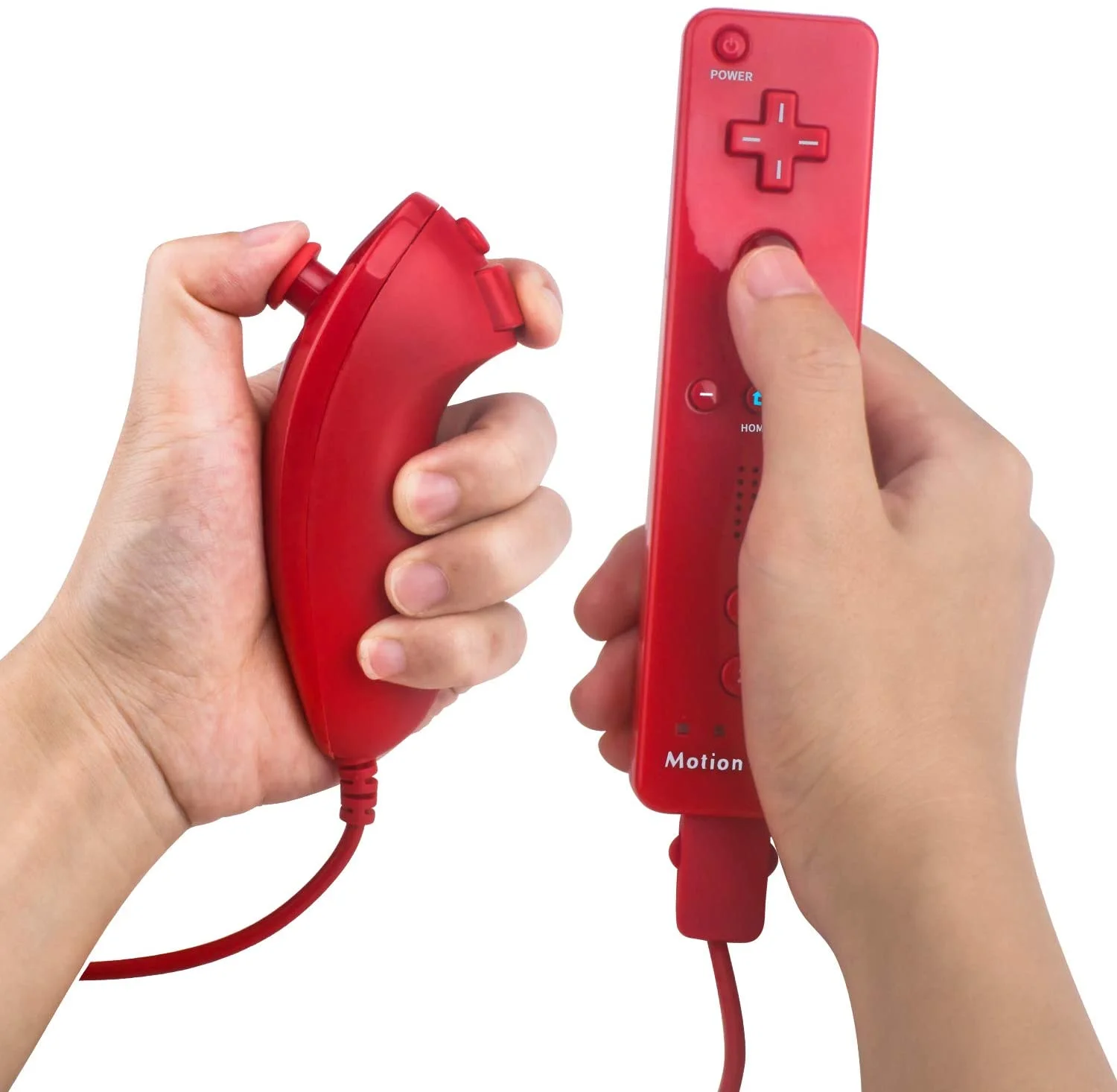 Nintendo Wii White Gaming Console With 2 Red Gaming Controller + Head Set BOLT AXTION Bundle Like New