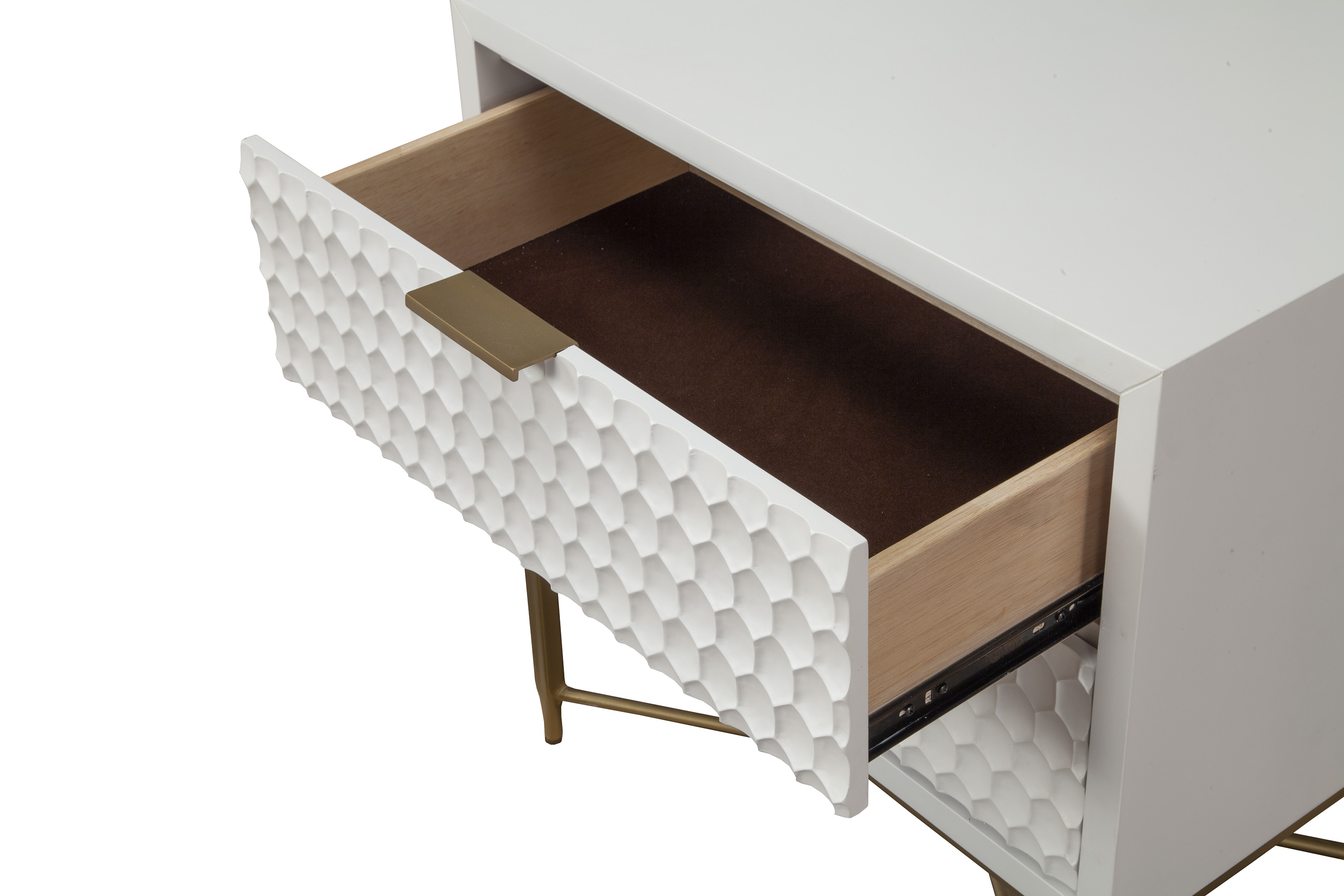 Origins by Alpine White Pearl Wood 2 Drawer Nightstand in White