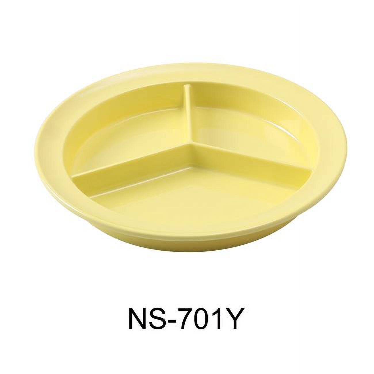 Yanco NS-701Y 8.75 in. Nessico 3-Compartment Deep Plate - Melamine, Yellow - Pack of 24