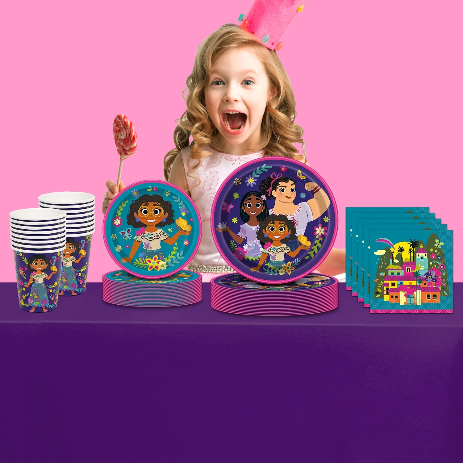 Encanto Party Supplies - Set of 16 - Includes Enchanto Birthday Party Plates and Napkins, Enchanto Cups, Perfect Enchanto Party Supplies, Disney Themed Tableware