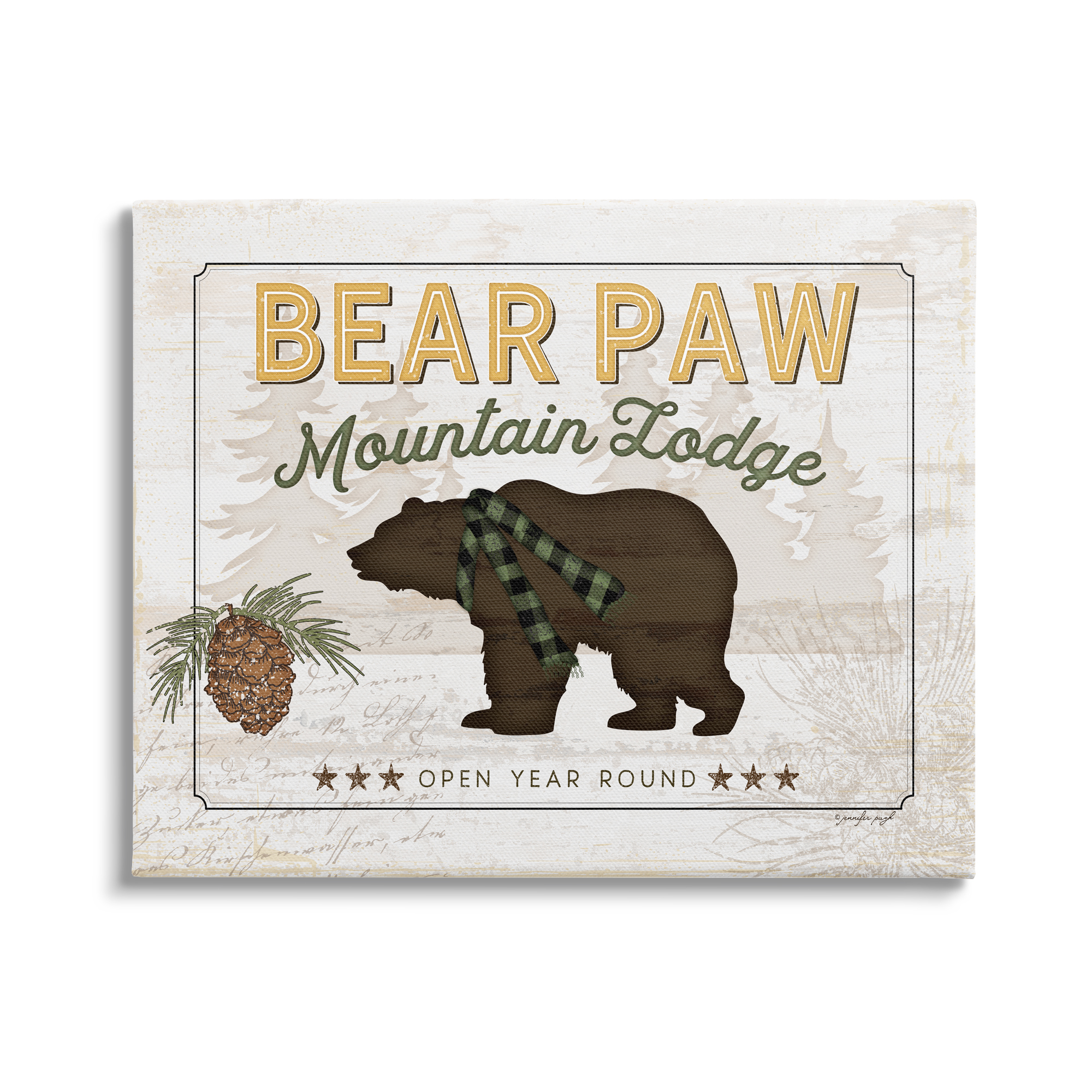 Stupell Bear Paw Mountain Lodge Cabin Animals & Insects Painting Gallery Wrapped Canvas Print Wall Art