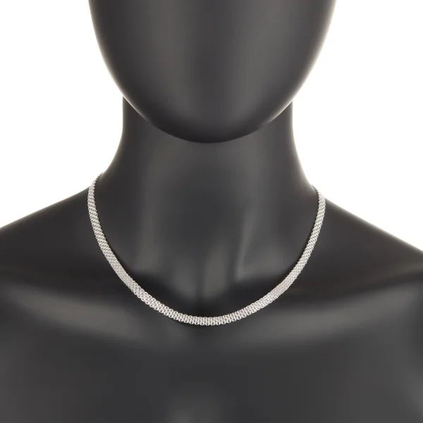 5.7mm Solid .925 Sterling Silver Flat Bismark Chain Necklace, 24 inches + Gift Box