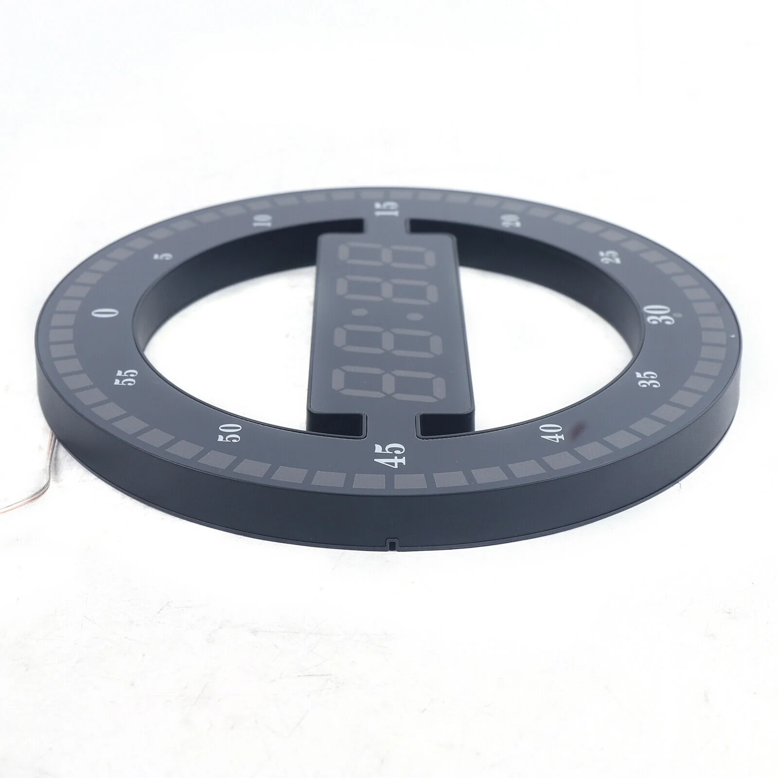 CNCEST Digital 12'' Wall Mount Clock Modern LED Round Alarm Clock Snooze 12/24 Hour Display (Black)