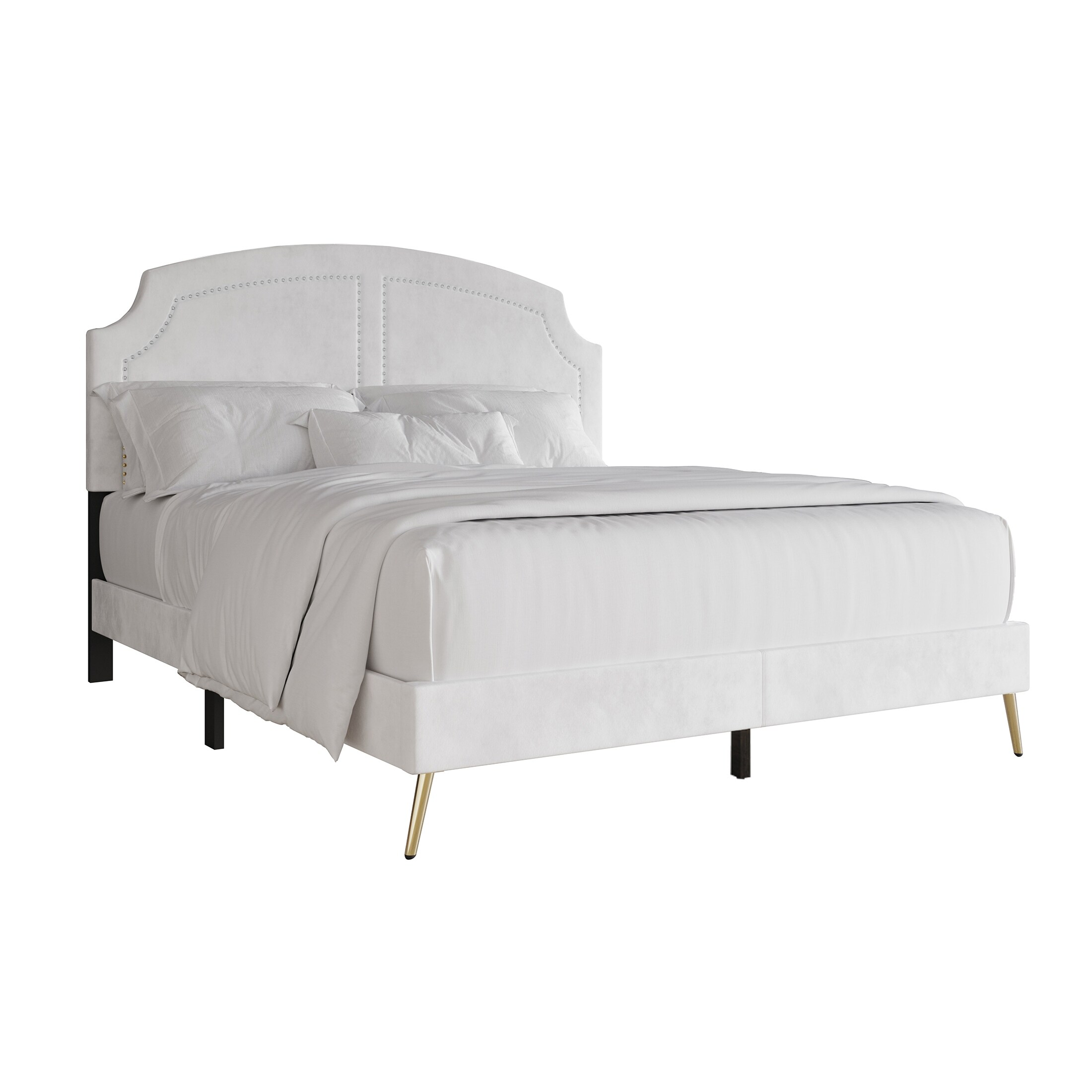 CraftPorch  Modern Minimalist Style Velvet Upholstered Bed Frame Queen