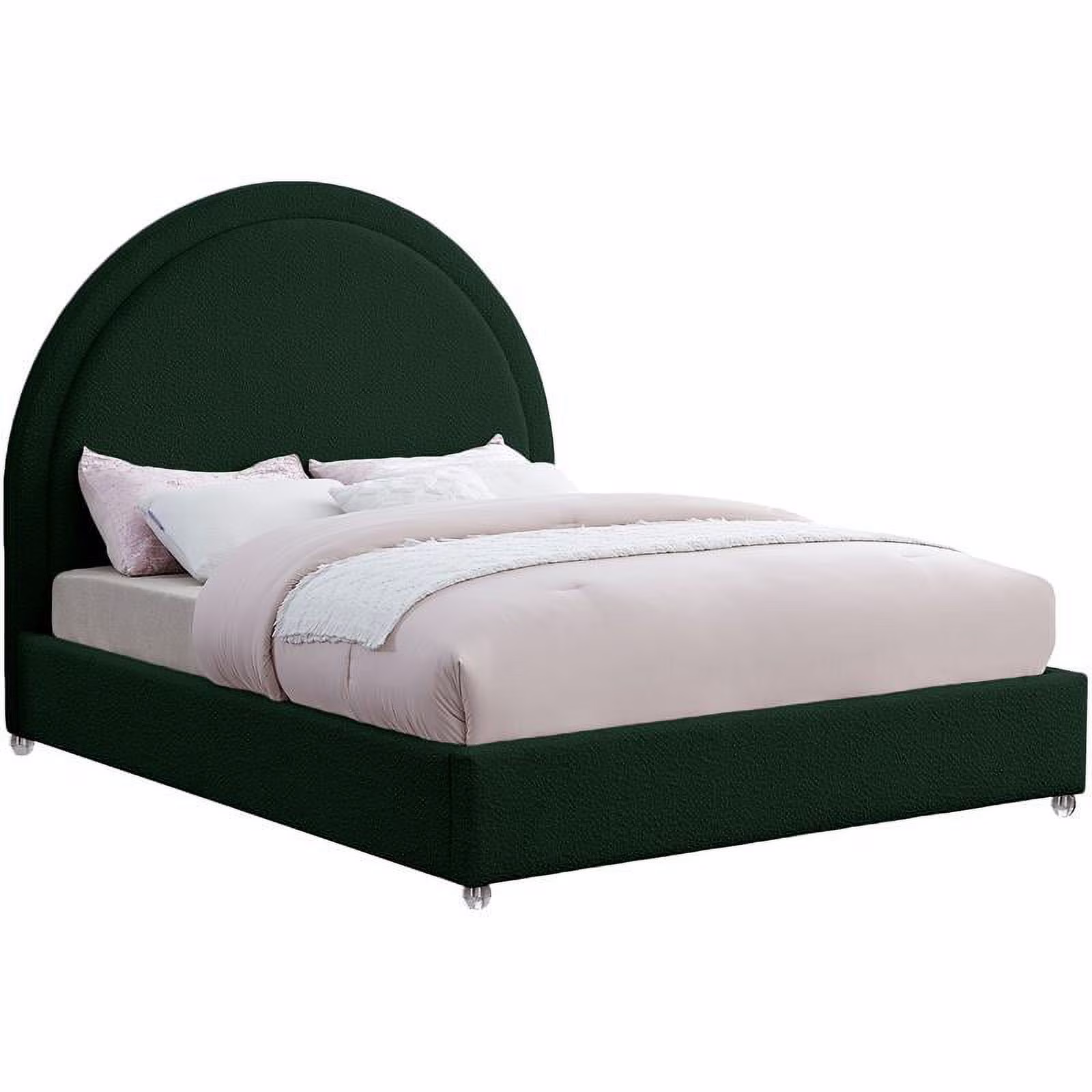 Maklaine Contemporary designed Green Finished Fabric King Bed