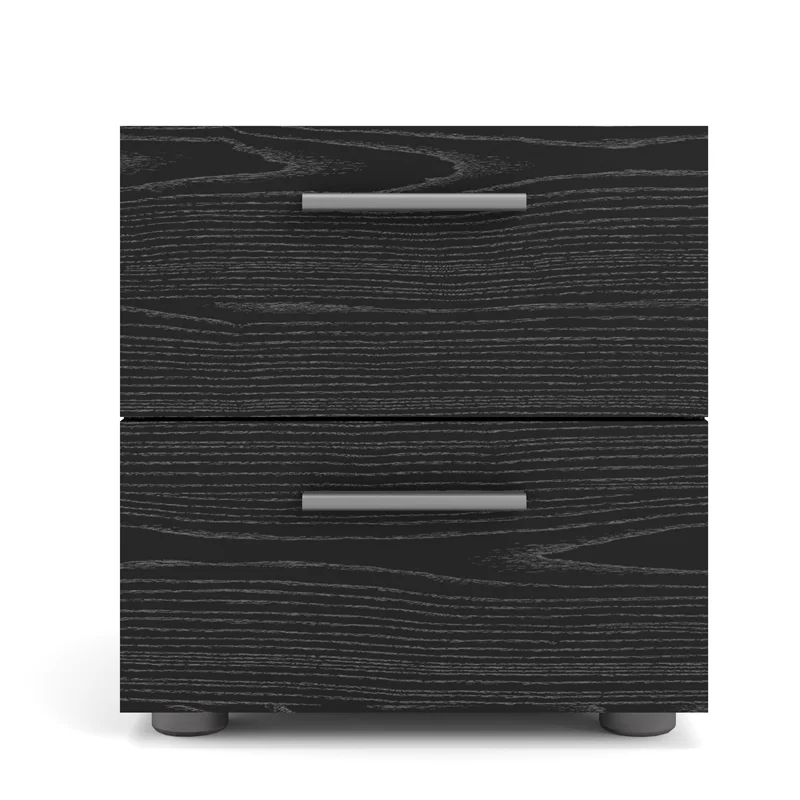 Home Square 2 Piece Set with 8 Drawer Dresser and Nightstand in Black Woodgrain