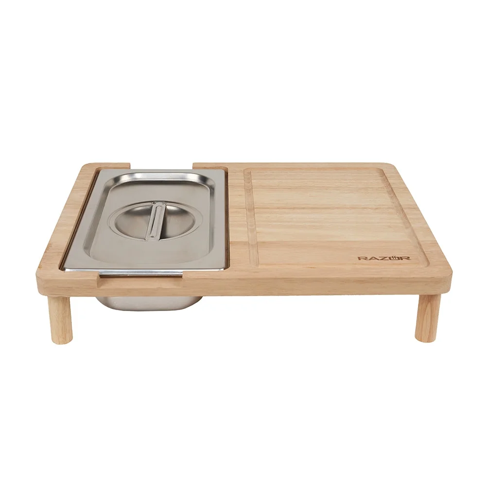 Razor Multi Use Griddle Board For Food Prep W/ Stainless Steel Container & Legs