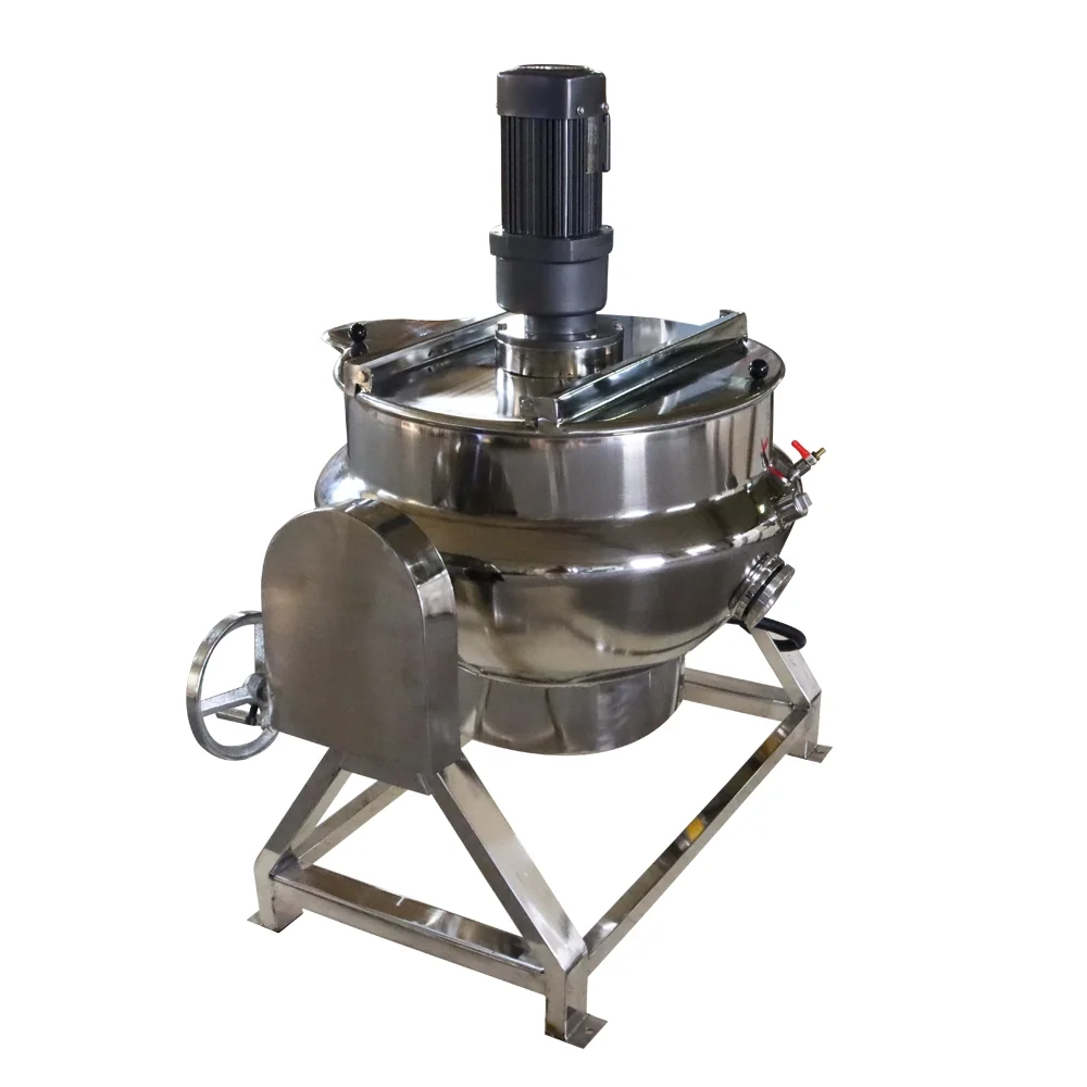Intsupermai Electric Jacketed Kettle Tiltable Jacketed Pot with Mixer Stainless Steel 13 Gallon 220V