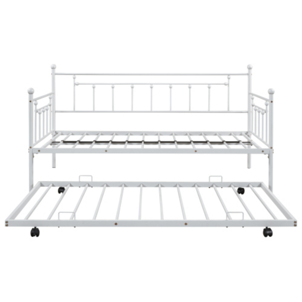 Daybed with Trundle LIGHT GREY + Metal