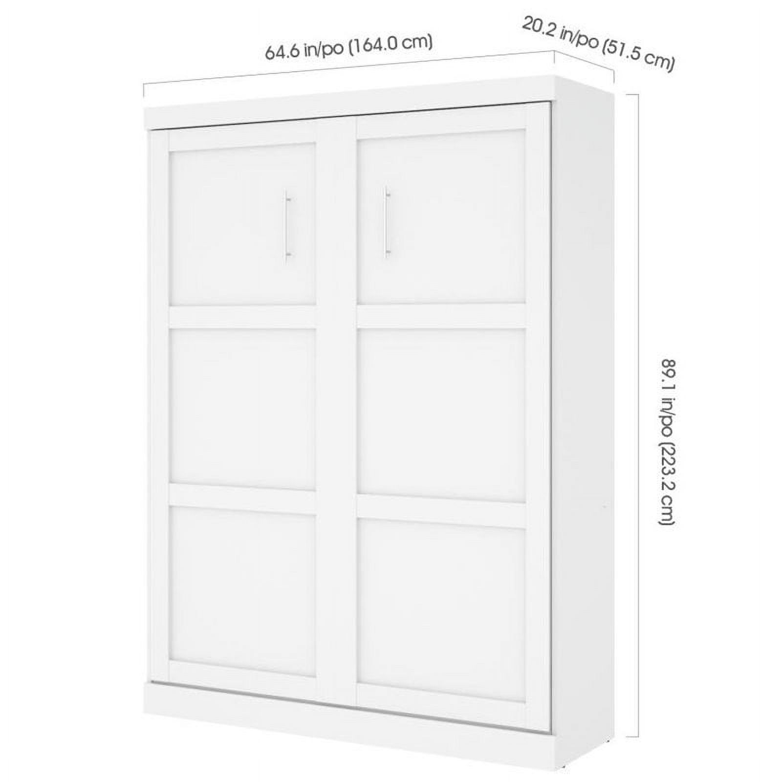 Pemberly Row Modern Wood Queen Wall Bed with Cabinet in White