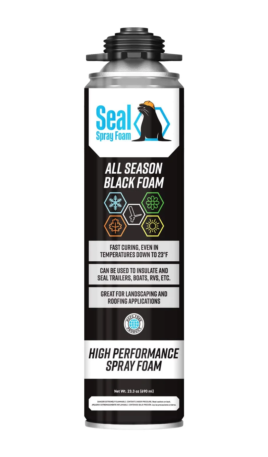 Industrial Products Seal Spray All Season Black Gun Foam - 12/23.3 OZ Cans (1 Case)