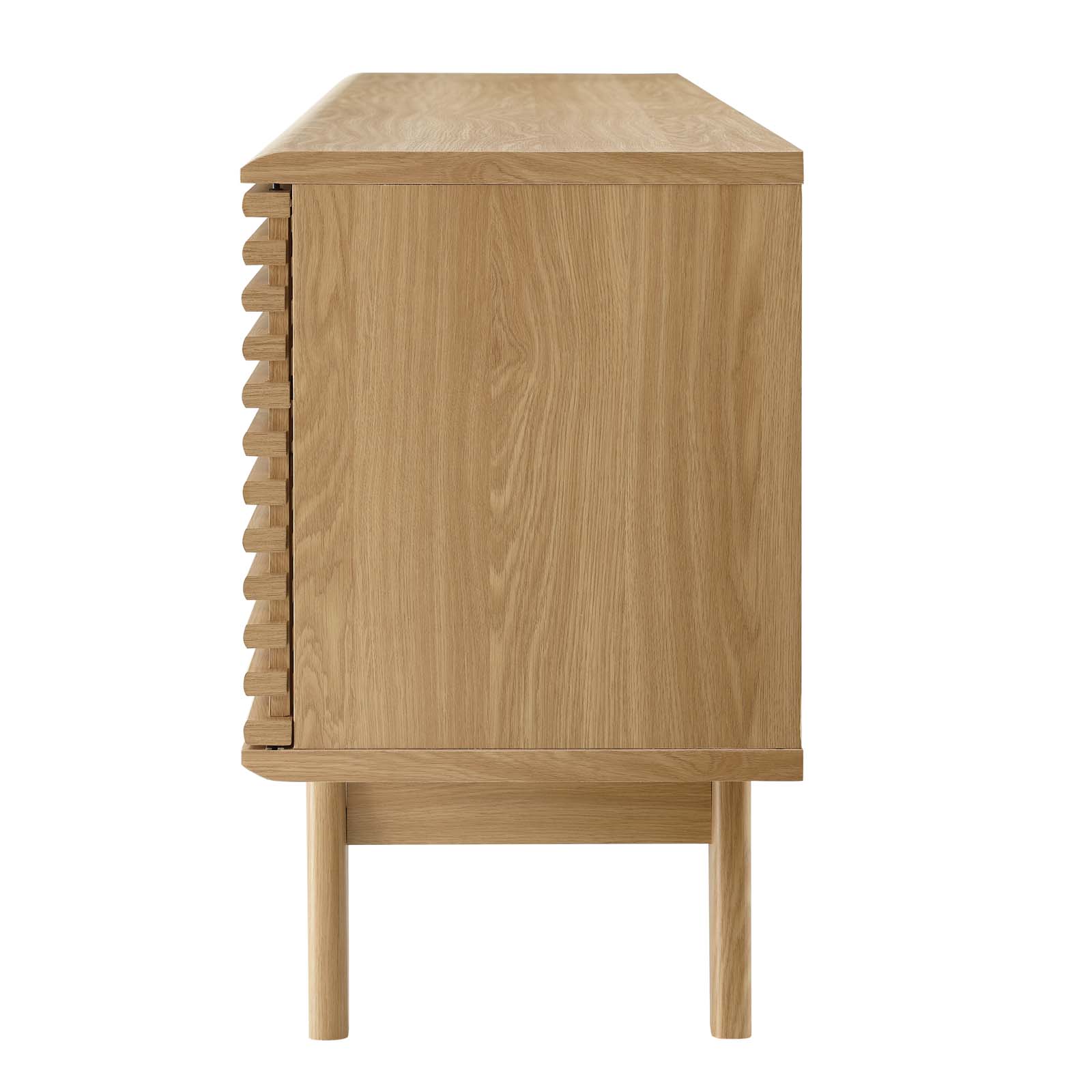 Media TV Stand Console Table, Wood, Brown Oak, Modern Contemporary Urban Design, Living Lounge Room Hotel Lobby Hospitality