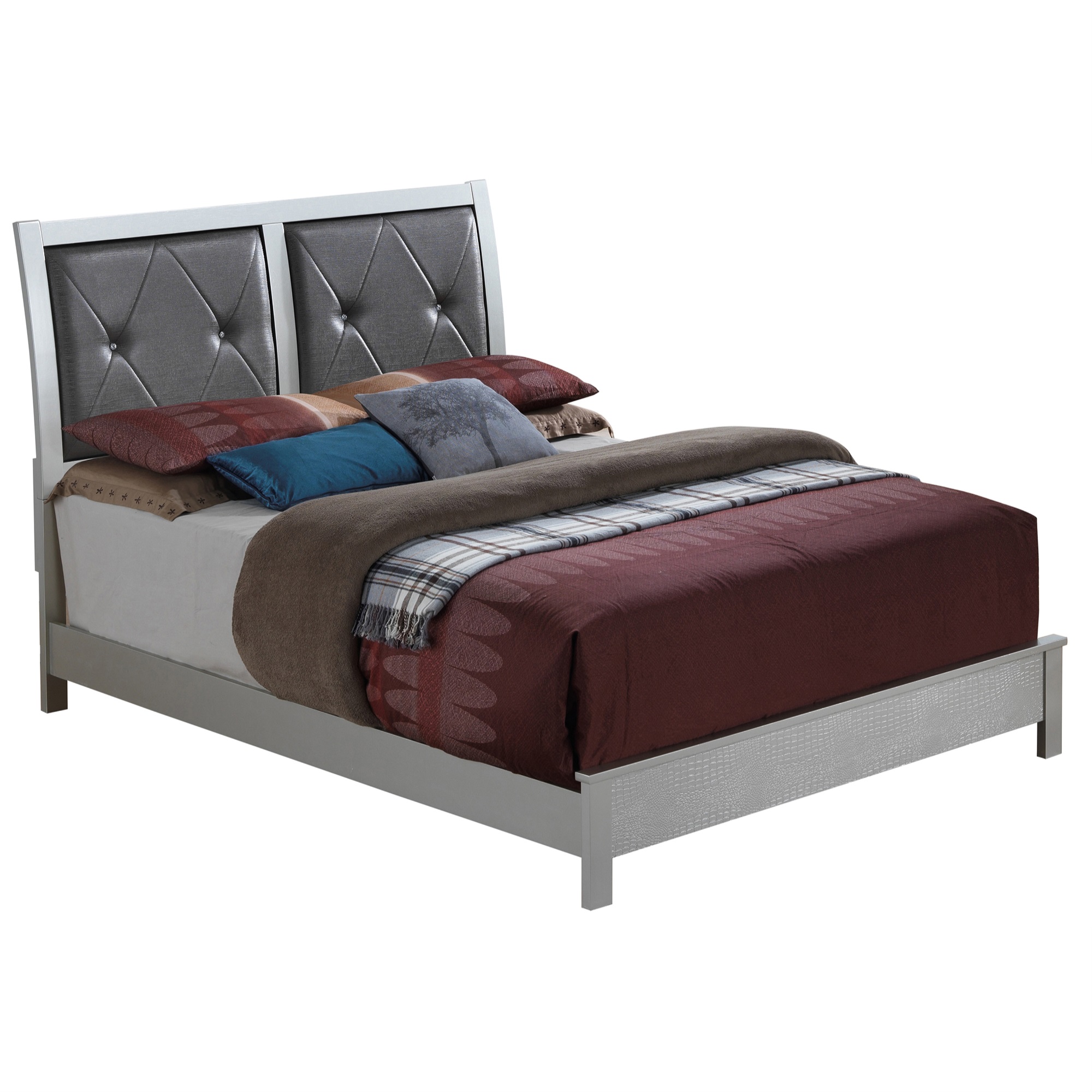 Passion Furniture  Glades Silver Champagne King Panel Beds