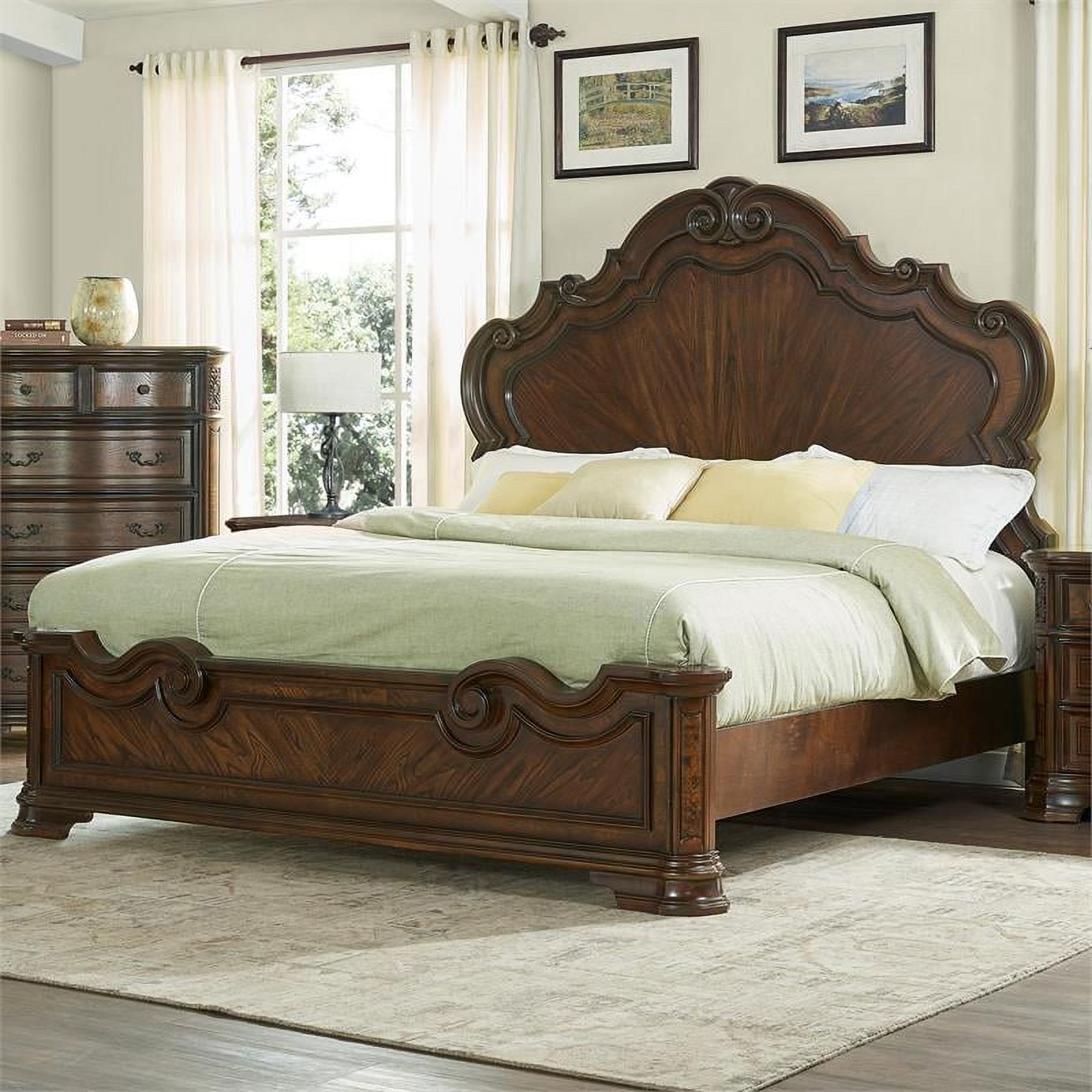 Royale Brown Cherry Queen Bed
