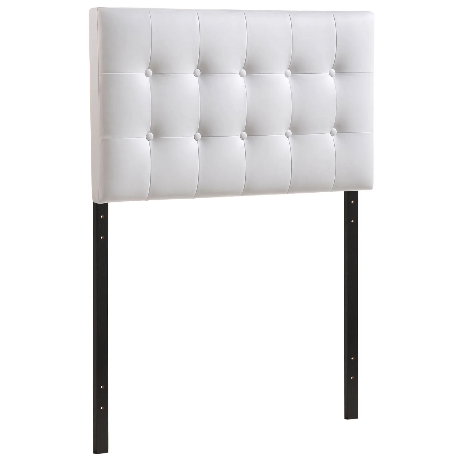 Modern Contemporary Twin Size Vinyl Headboard, White Faux Leather