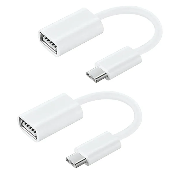 OTG USB-C 3.0 Adapter (2 Pack) Compatible with Samsung Galaxy S20 FE for multi use functions such as keyboard, thumb drives, mice, etc. (WHITE)