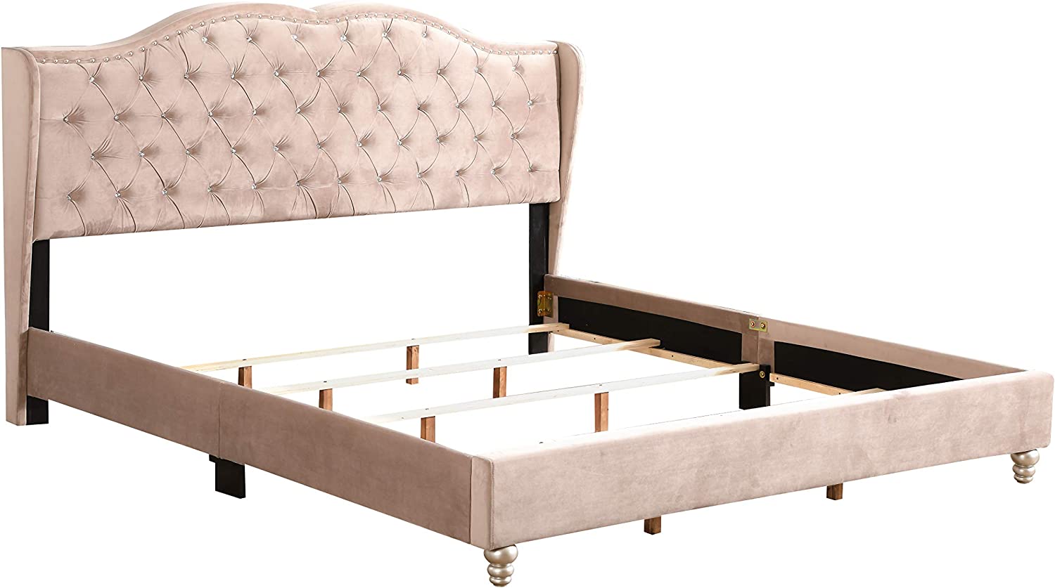 LYKE Home King Upholstered Bed , Beige