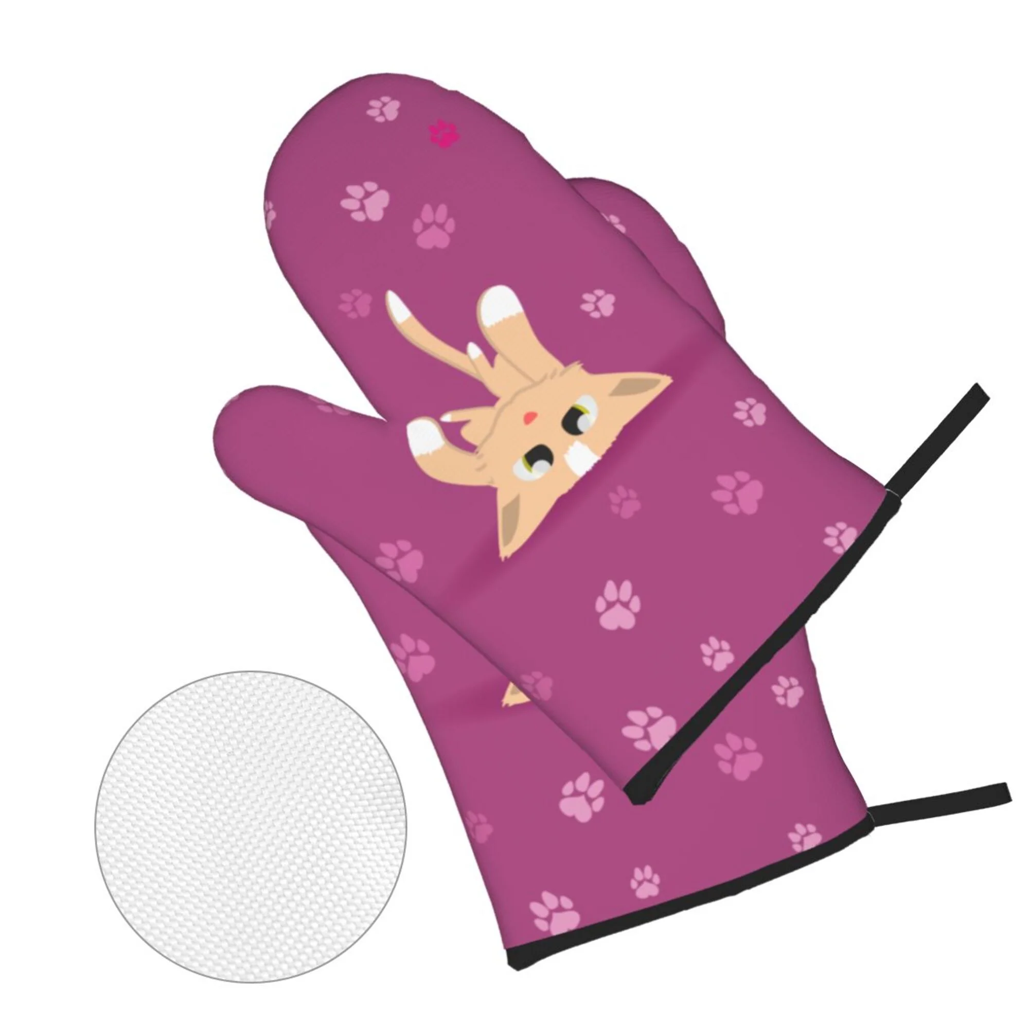 ZICANCN Oven Mitts and Pot Holders Sets,Cartoon Cat Cute Kitten Baking Sets Kitchen Heat Resistant 4 Pieces