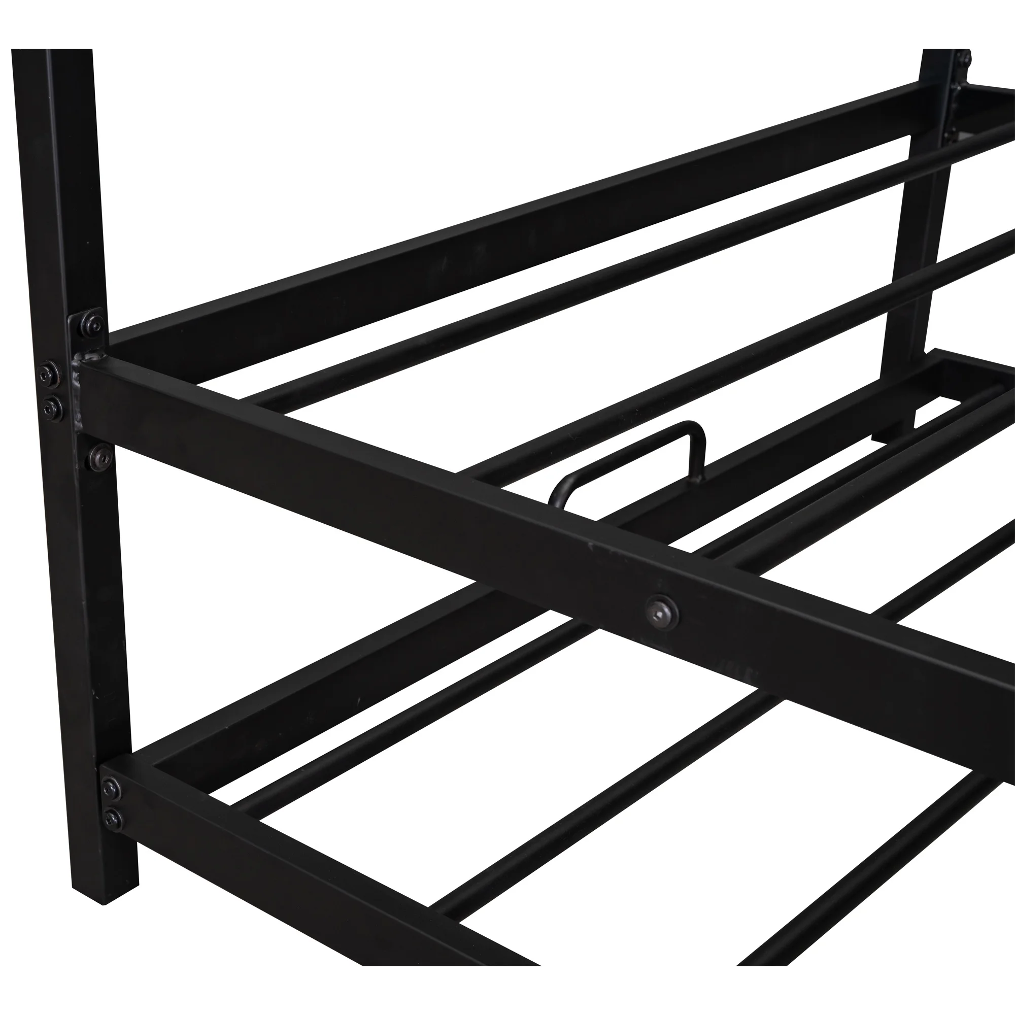 LANTRO JS Metal House Bed With Trundle, Twin Size House Bed Black