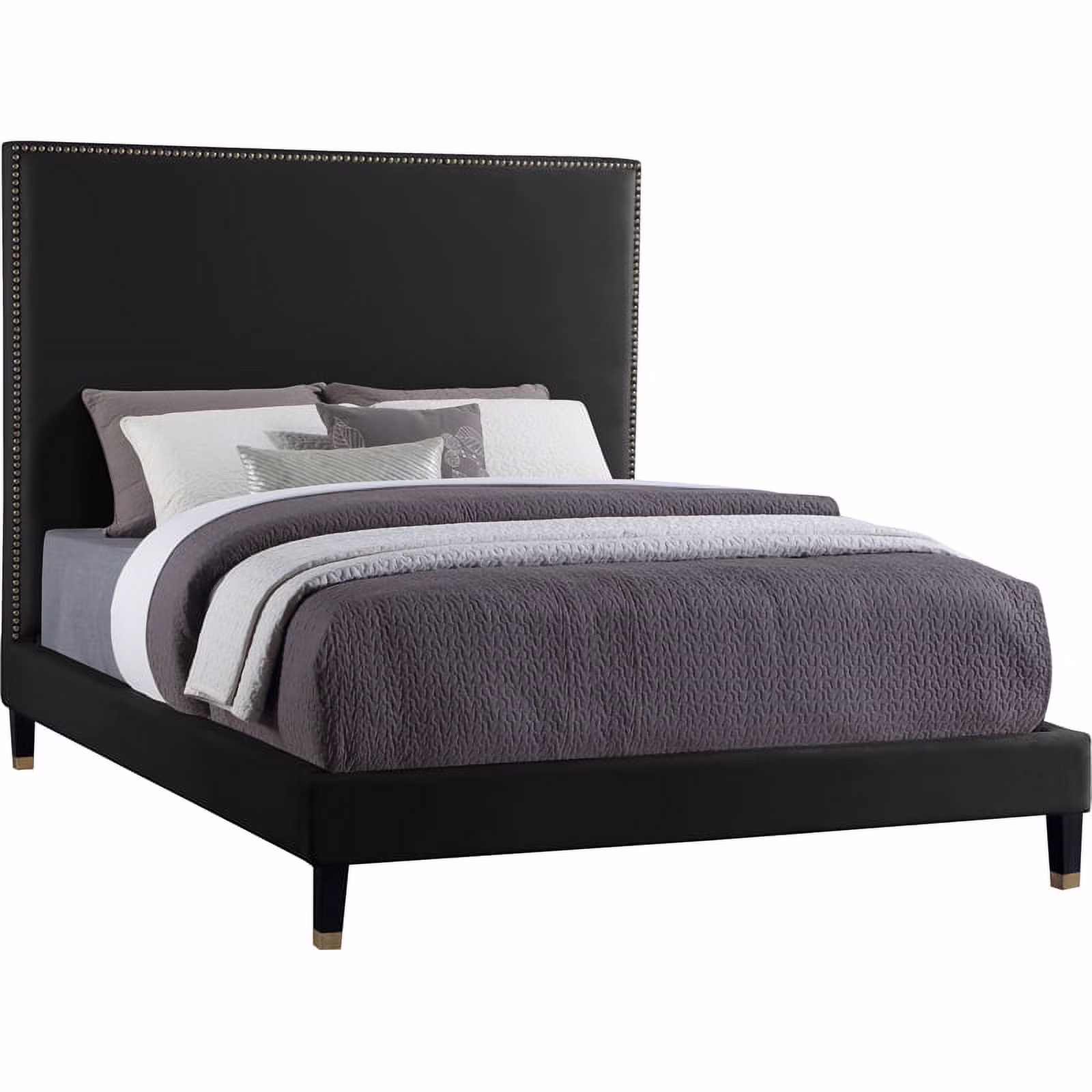 Meridian Furniture Harlie Black Velvet Queen Bed