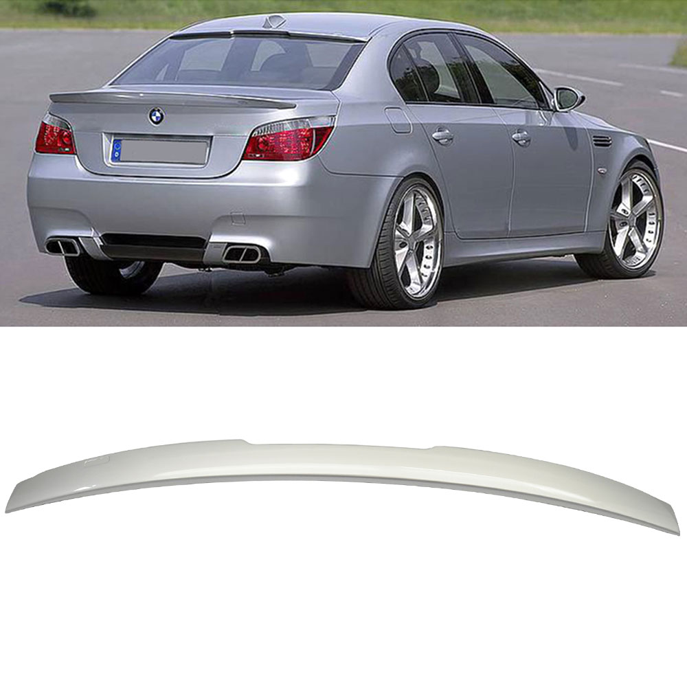 Ikon Motorsports Compatible with 04-10 BMW E60 5-Series AC Roof Spoiler Painted#354 Titanium Silver Metallic