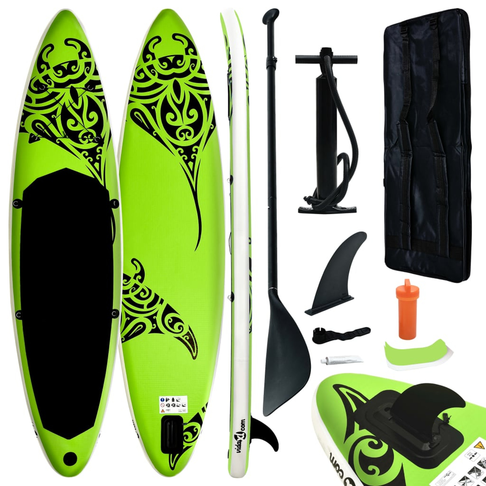 Dcenta Inflatable Paddleboard Set Beach Surfing Board with Oar, Fin, Hand Pump, Repair Kit and Carrying Bag Surfboard for Adults 144.1 x 29.9 x 5.9 Inches (L x W x H)