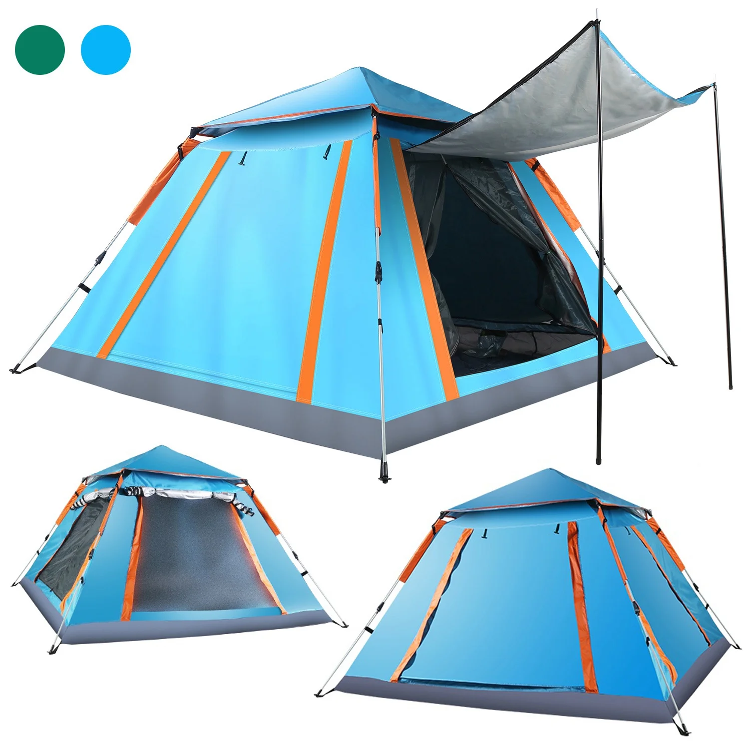 iMountek 4/5 People Family Tent, Outdoor Camping Tents with 2 Mosquito Nets Windows Carrying Bag for Hiking Climbing Adventure Fishing,Blue