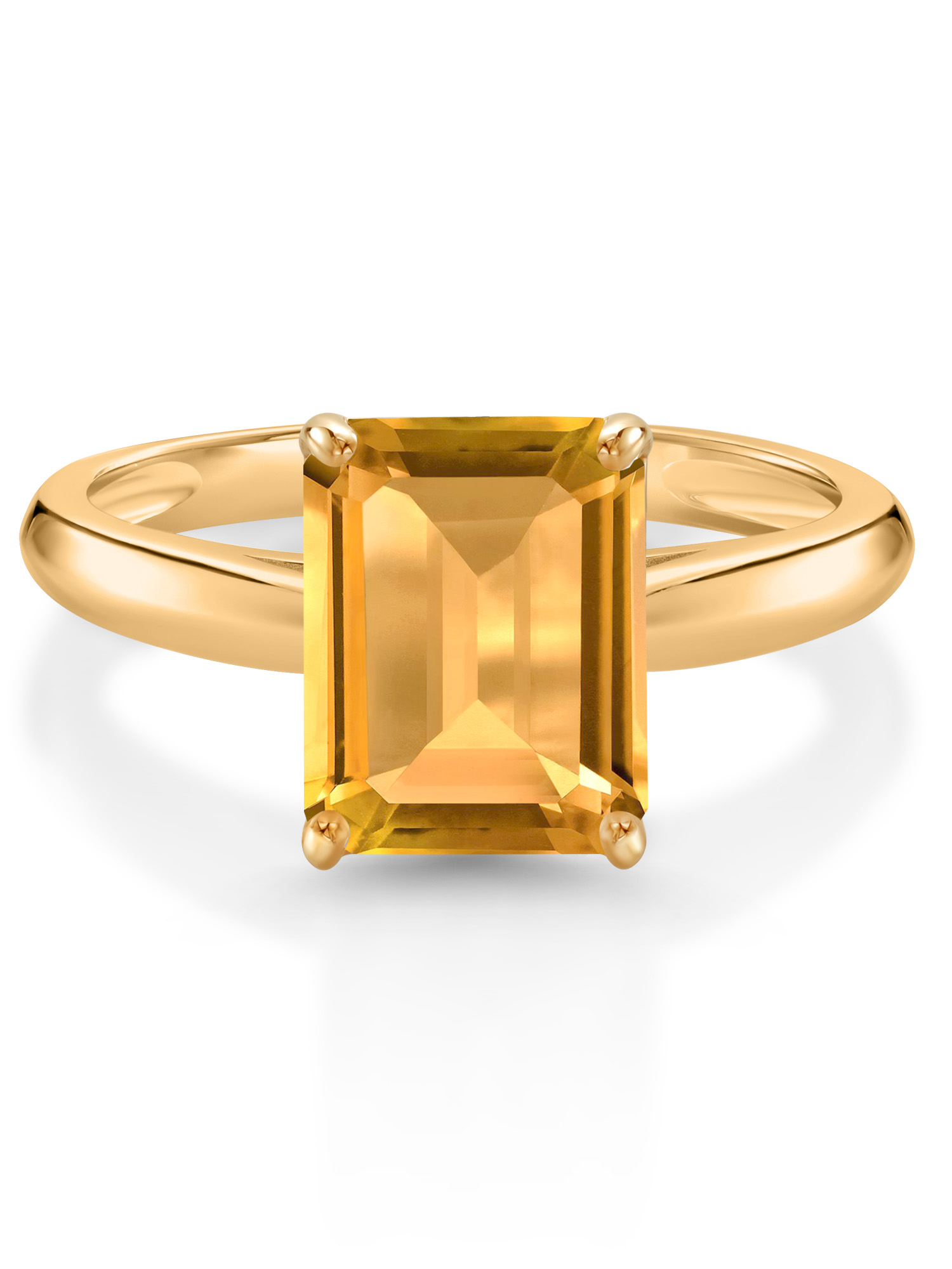 Gem Stone King 10K Yellow Gold Yellow Citrine Solitaire Engagement Ring For Women (2.33 Cttw, Octagon 9X7MM, Gemstone November Birthstone, Available In Size 5, 6, 7, 8, 9)