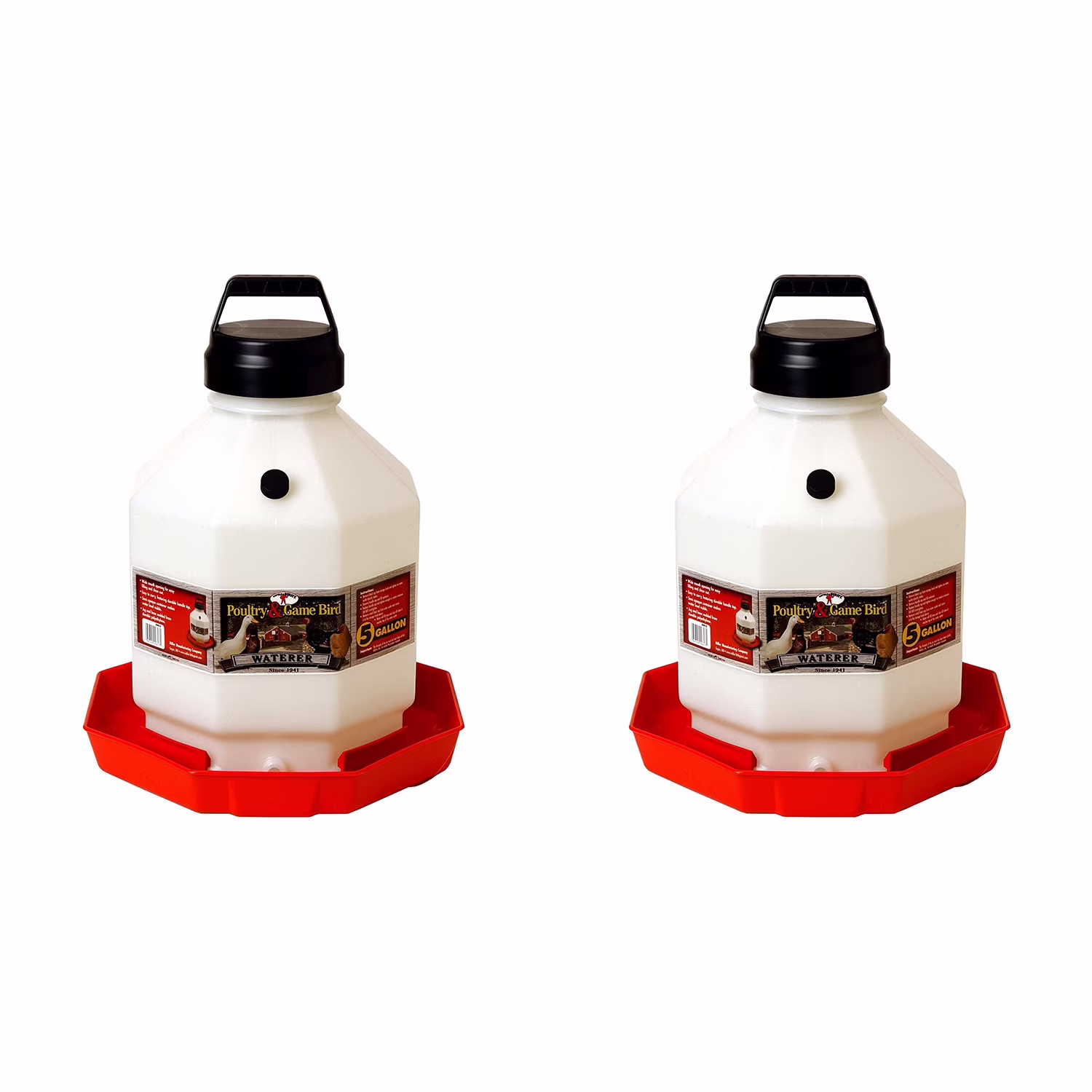 Little Giant PPF5 5 Gallon Automatic Poultry Waterer for Chickens, Red (2 Pack)