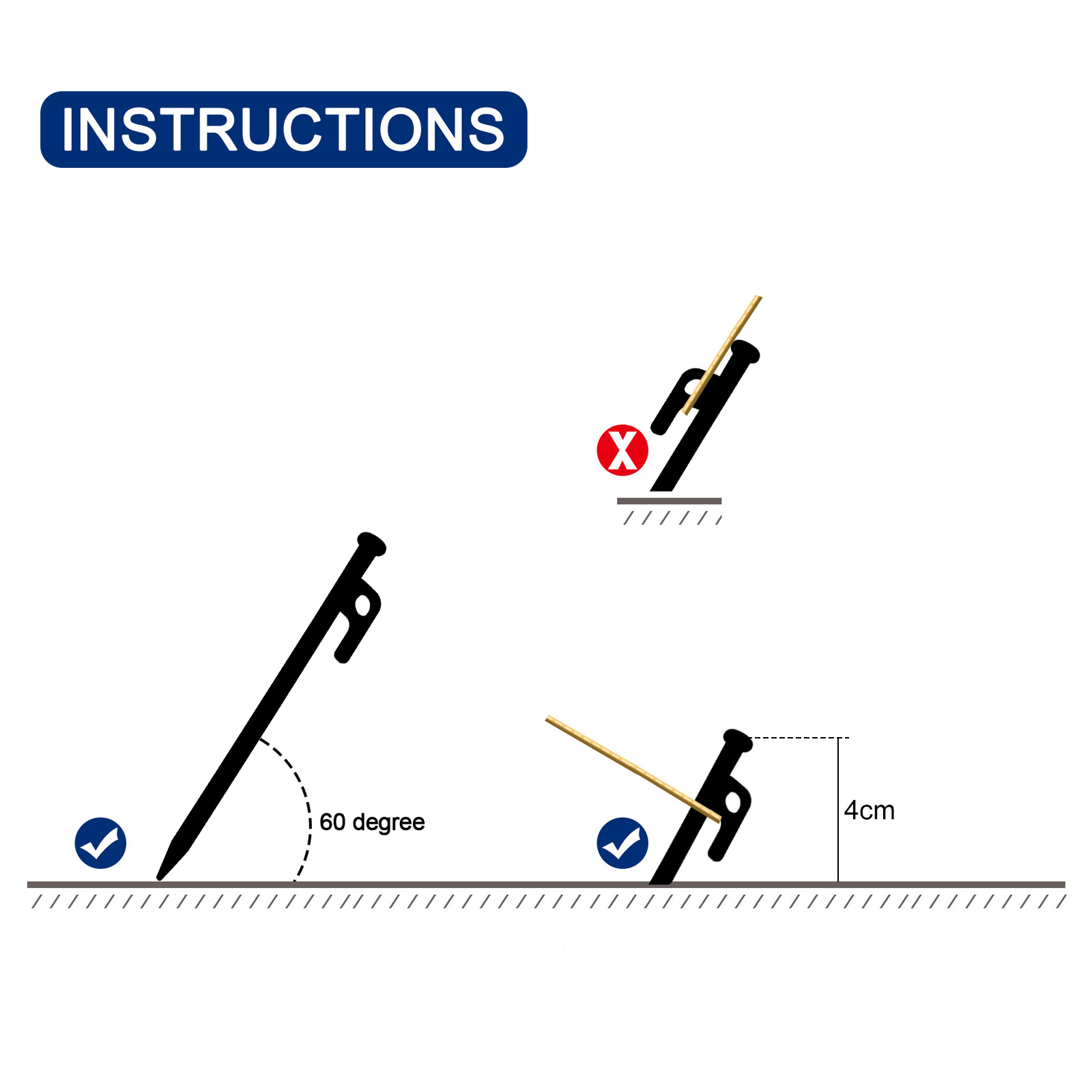 Uxcell 20cm/8 Inch Heavy Steel Camping Tent Stakes Pegs with Hook, Silver Tone 8 Pack