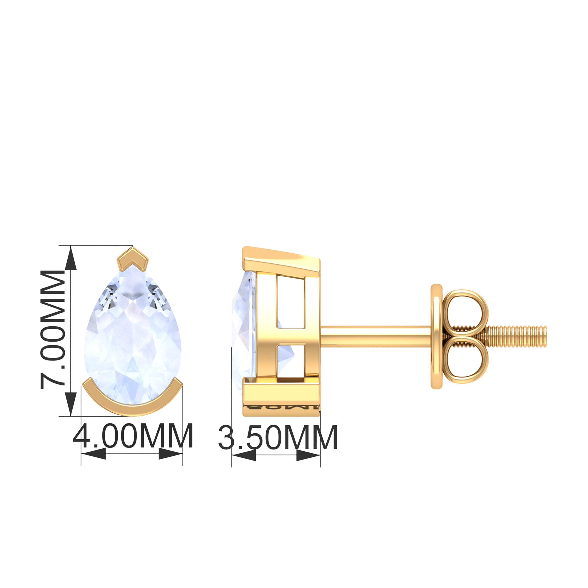 Half Bezel Set Moonstone Solitaire Stud Earrings (1.75 CT, AAA Grade), 925 Sterling Silver