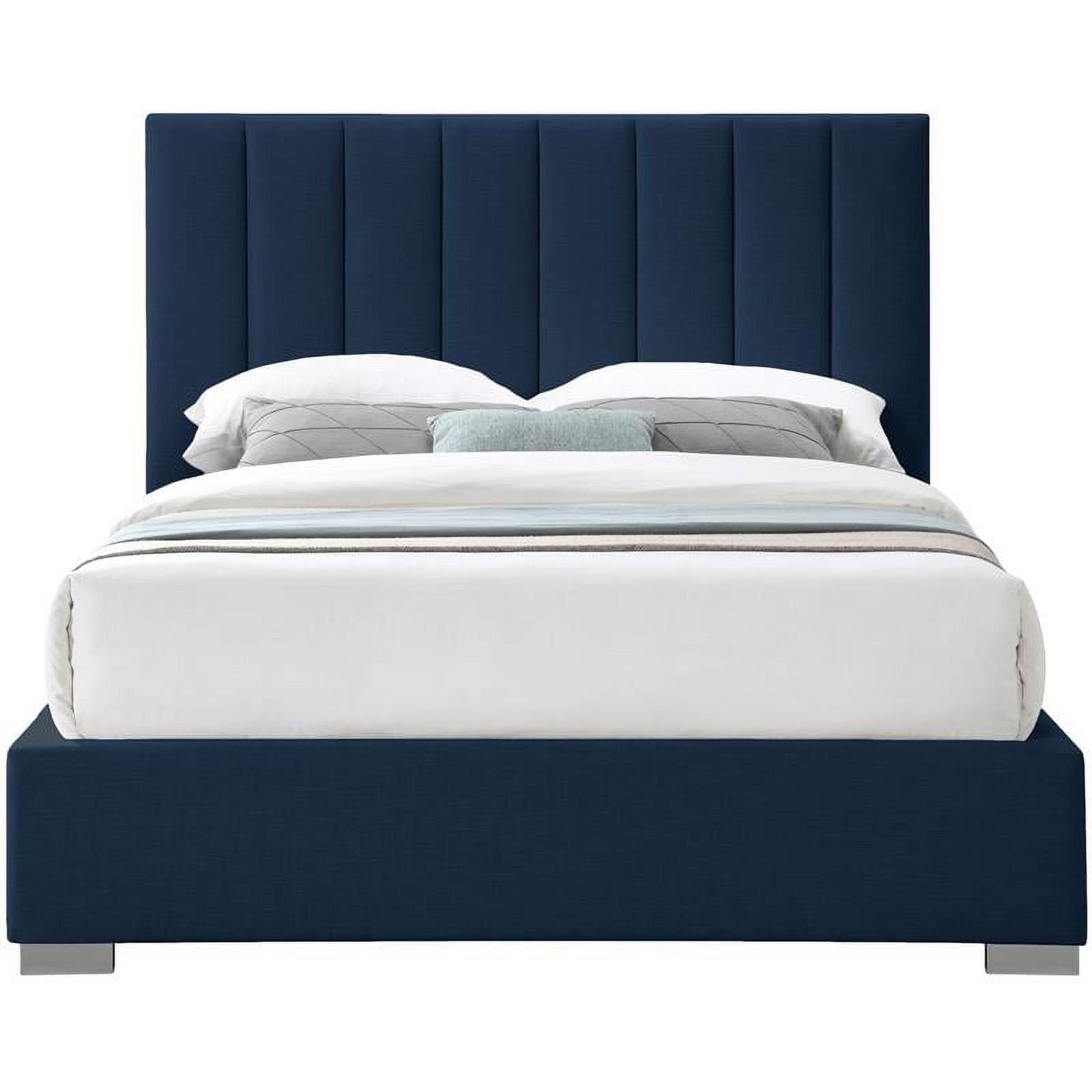 Meridian Furniture Pierce Navy Linen Textured Fabric King Bed