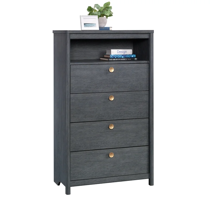 Bowery Hill Modern Engineered Wood 4-Drawer Chest in Denim Oak