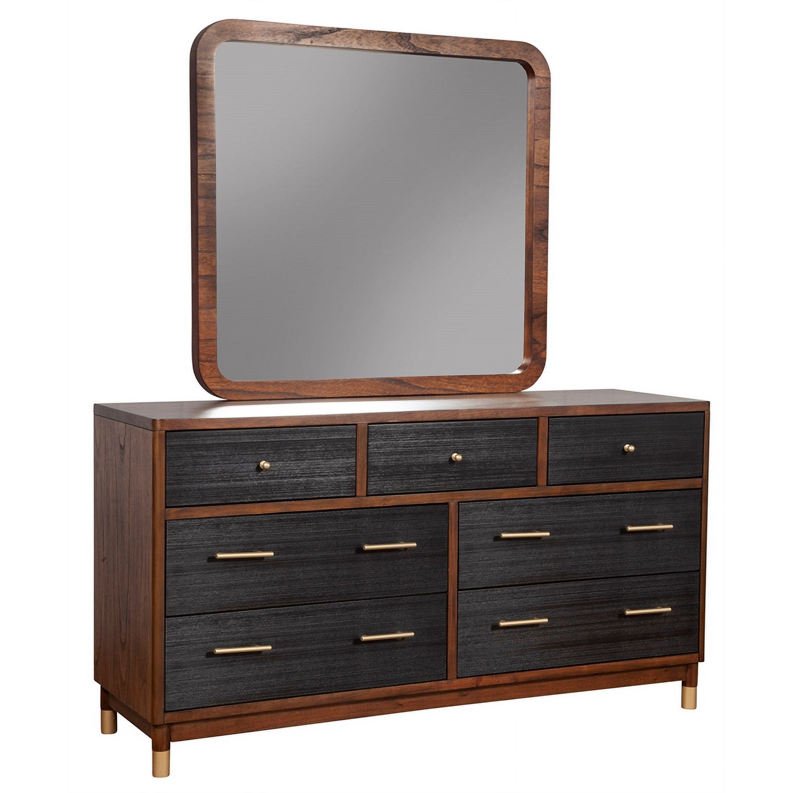 Home Square 3-Piece Set with 7 Drawer Dresser & 2 Nightstands in Dark Walnut