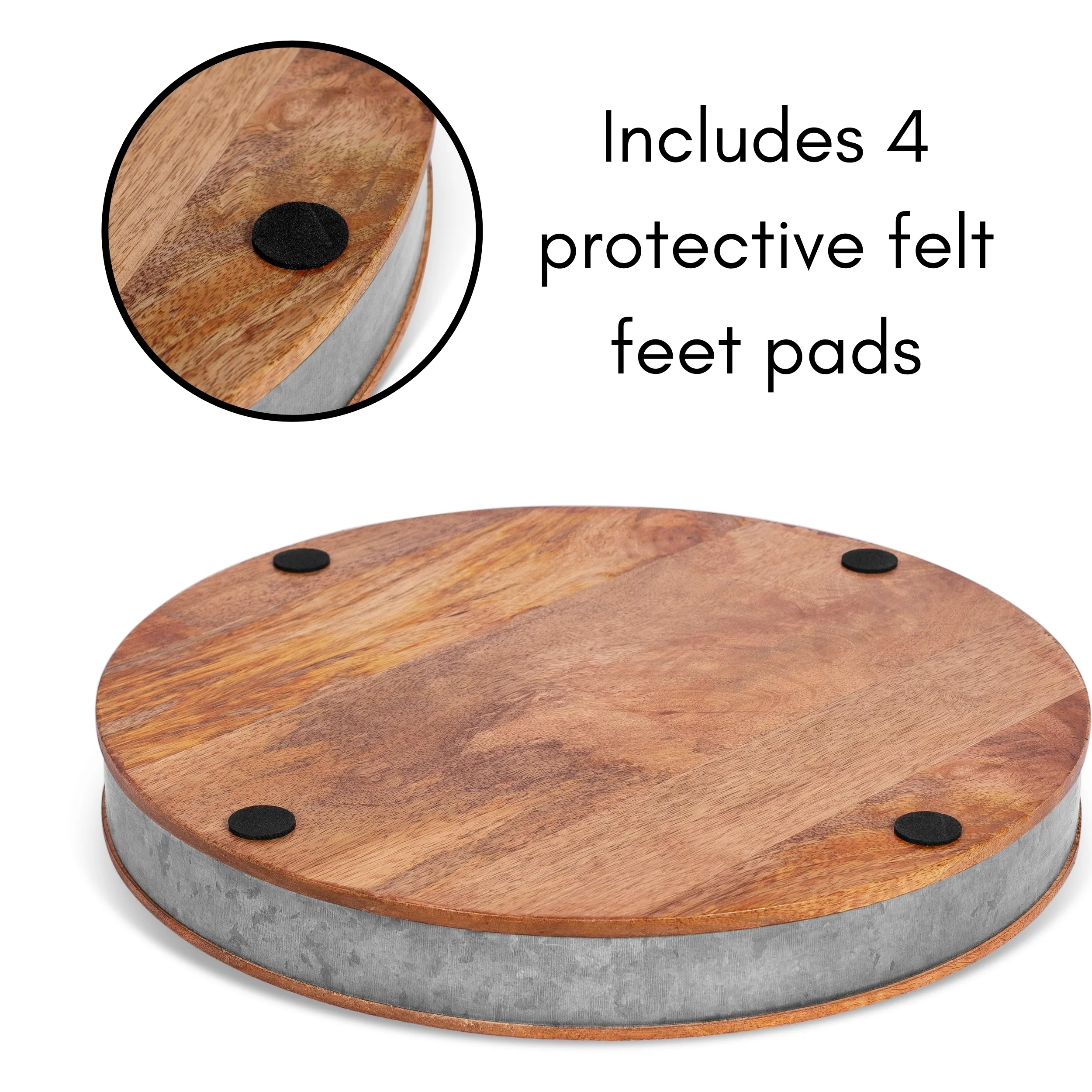 BirdRock Home Brown Wooden and Silver Iron Chip and Dip Serving Tray and Glass Bowl