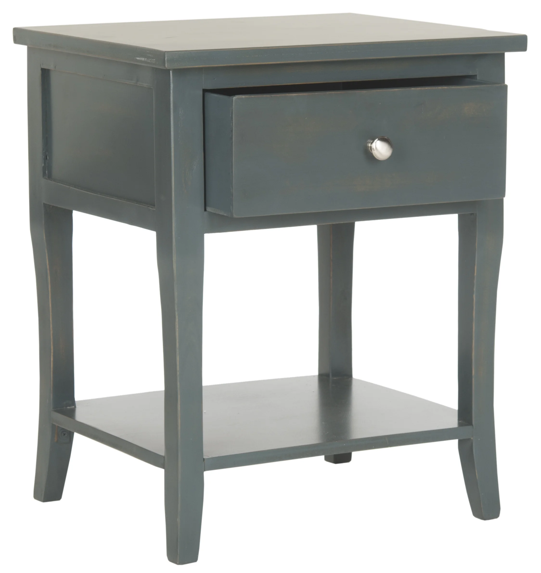 SAFAVIEH Coby Solid Rustic Nightstand with Storage Drawer, Steel Teal