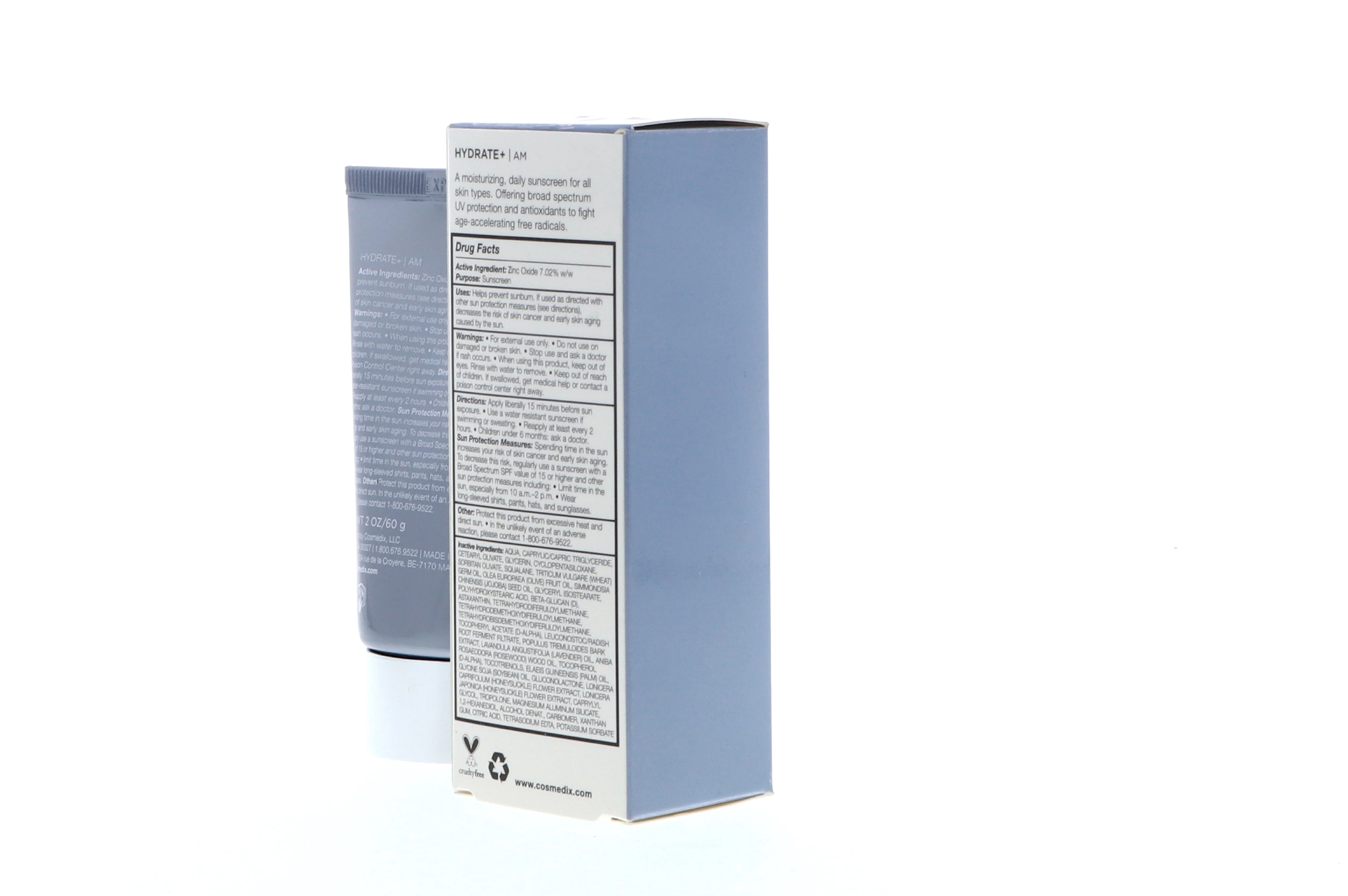 CosMedix Hydrate+ Broad Spectrum SPF 17 Moisturizing Sunscreen, 60 g / 2 oz