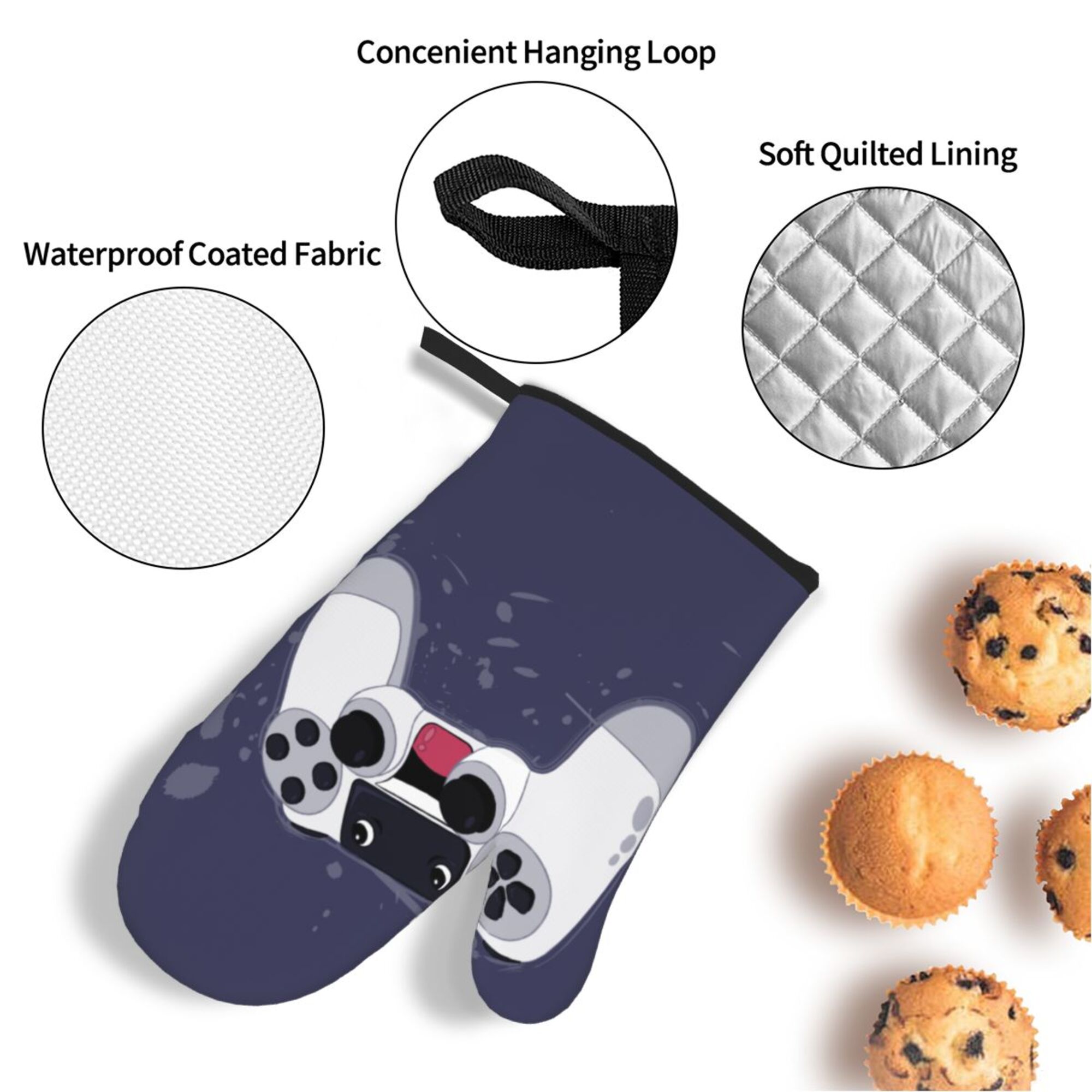 ZICANCN Oven Mitts and Pot Holders Sets,Game Controller Baking Sets Kitchen Heat Resistant 4 Pieces