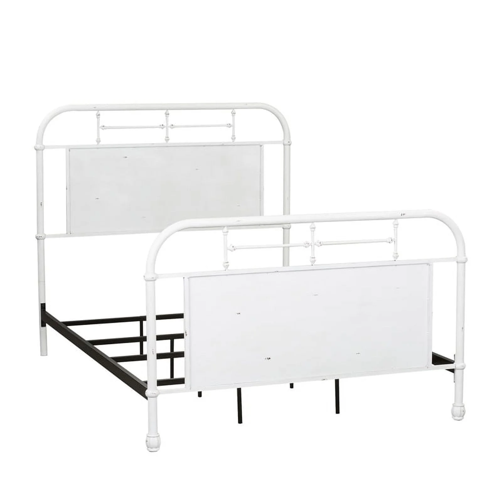 Rosebery Kids Modern Twin Metal Bed in Antique White