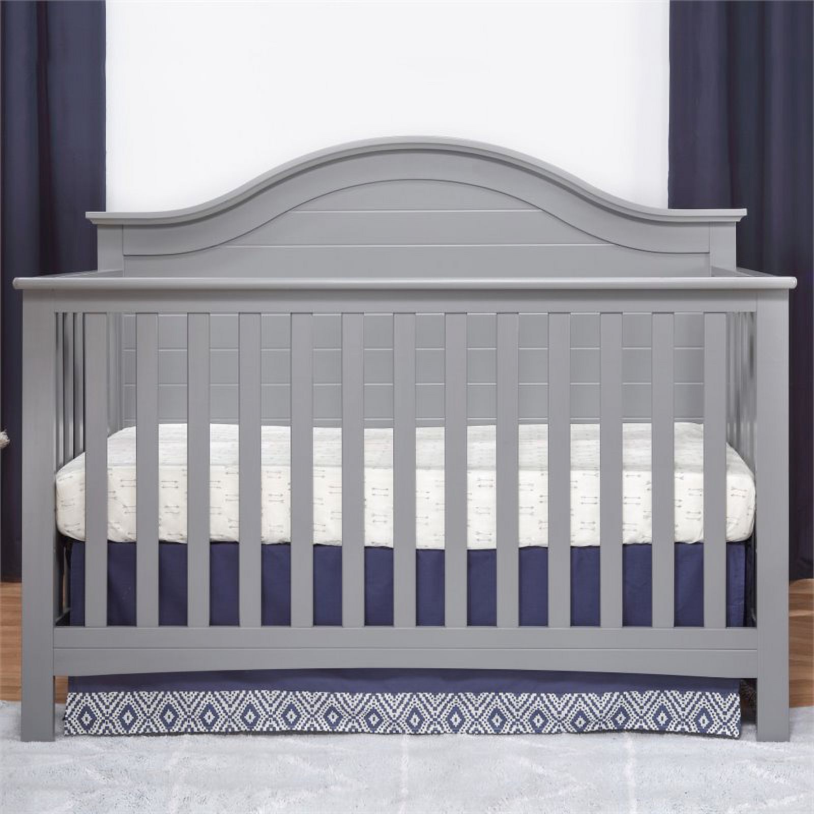 4-in-1 Convertible Crib and Dresser with Removable Changing Tray Set in Gray