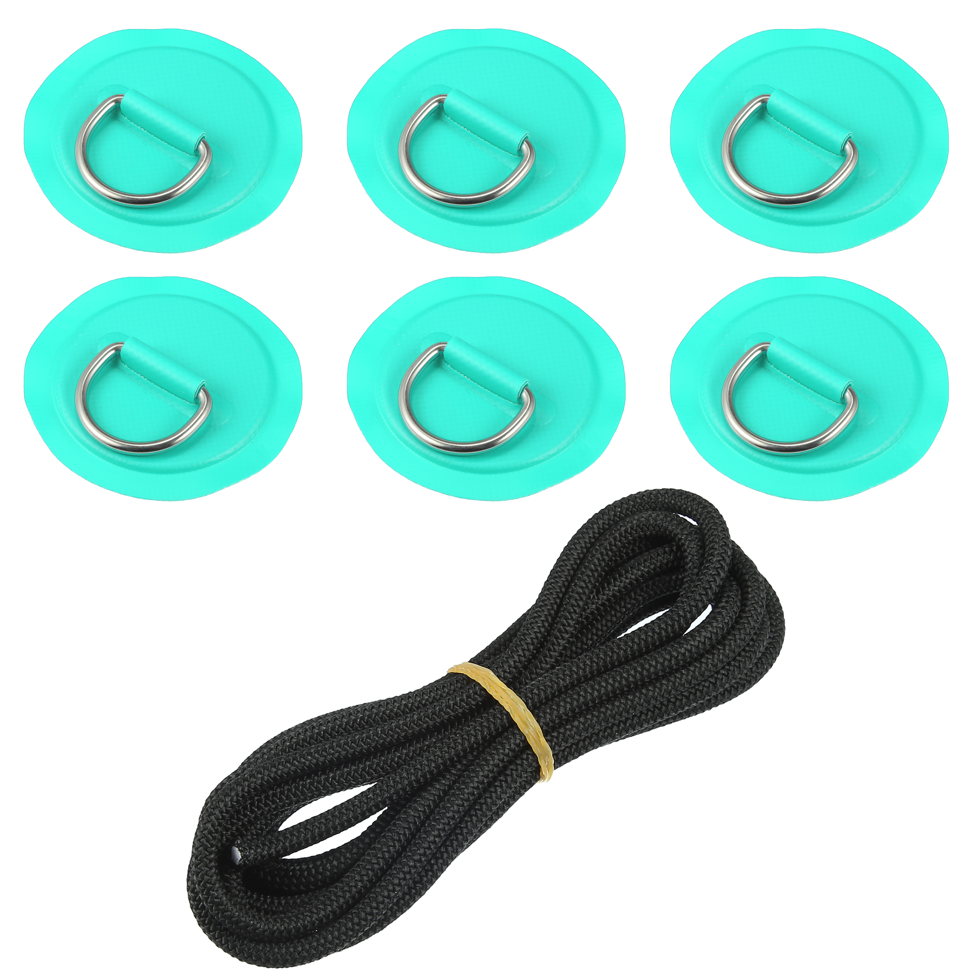 Unique Bargains 7pcs 11.81Ft 6mm Shock Cord Elastic Deck Rigging Kit with 6 D Ring Patch for Boat Kayak Accessorie Green