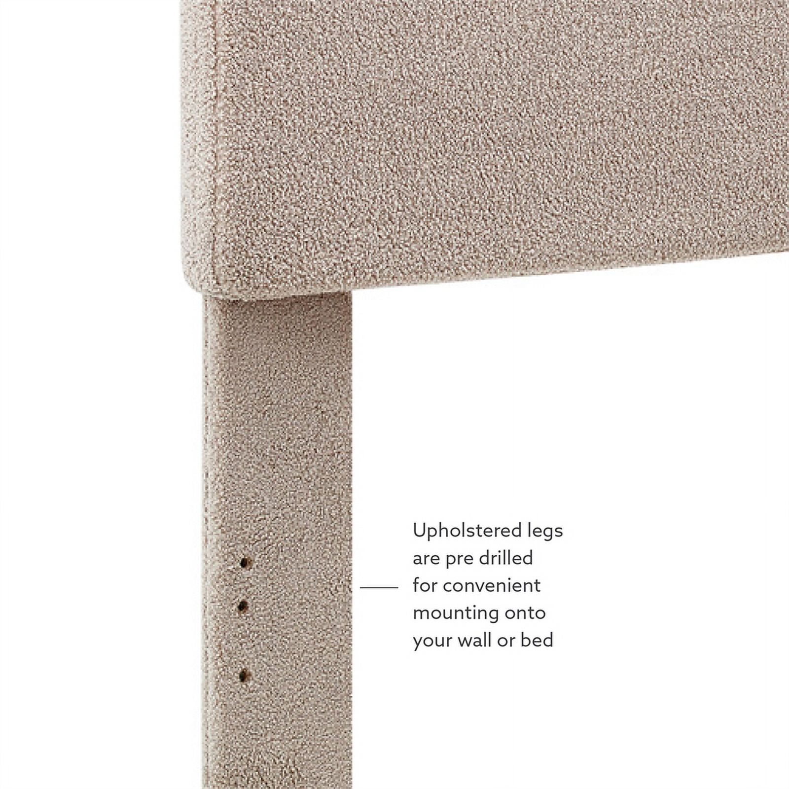 Linon Tristan Full Queen Sherpa Upholstered Rounded Headboard in Off White