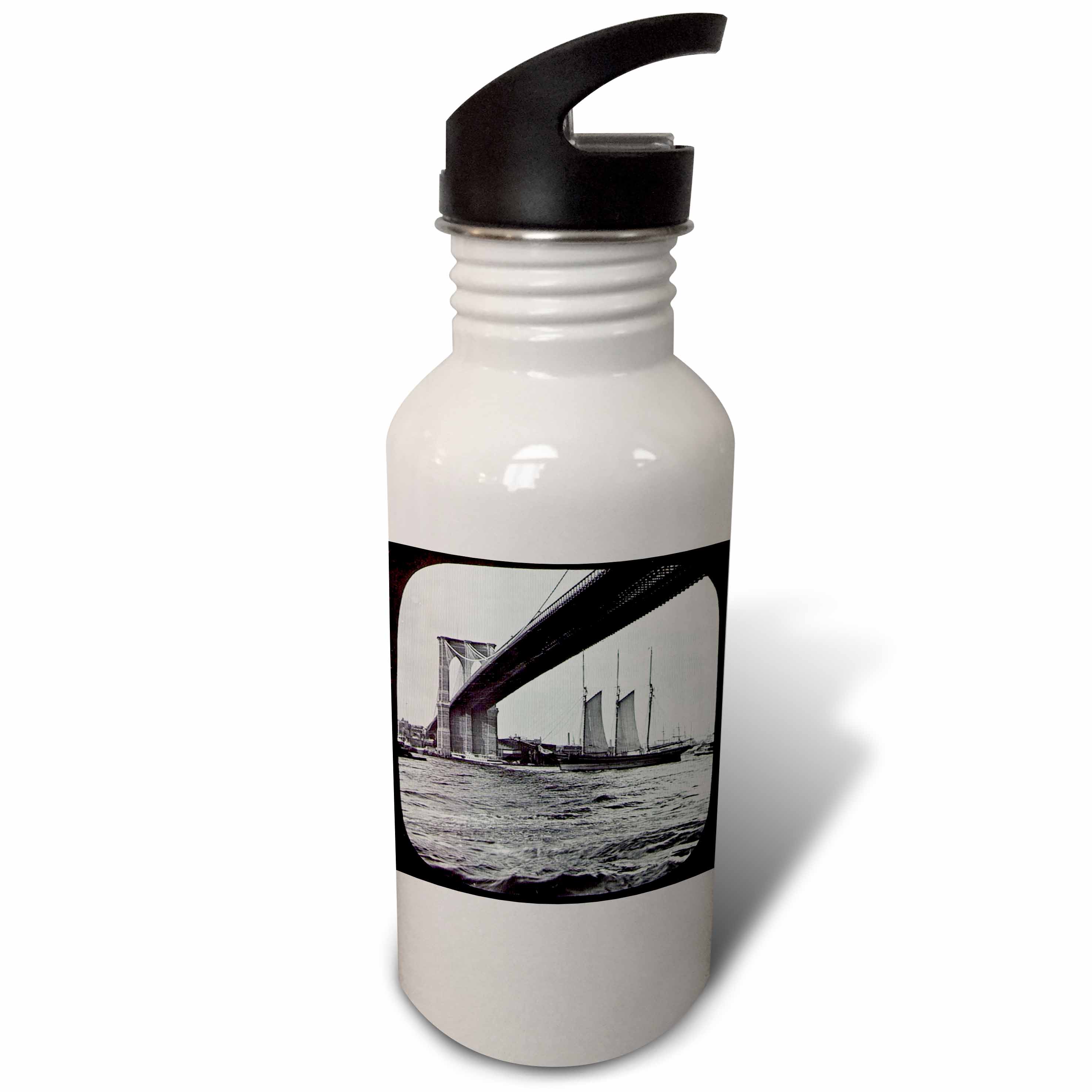 Brooklyn Bridge with Sailboat East River New York City Glass Slide 21 oz Sports Water Bottle wb-77343-1