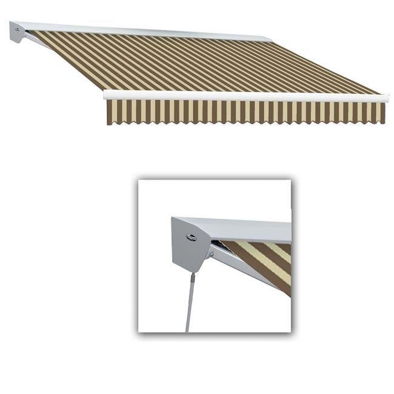 Awntech  18 ft. Destin with Hood Right Motor & Remote Retractable Awning, Brown & Tan - 120 in.