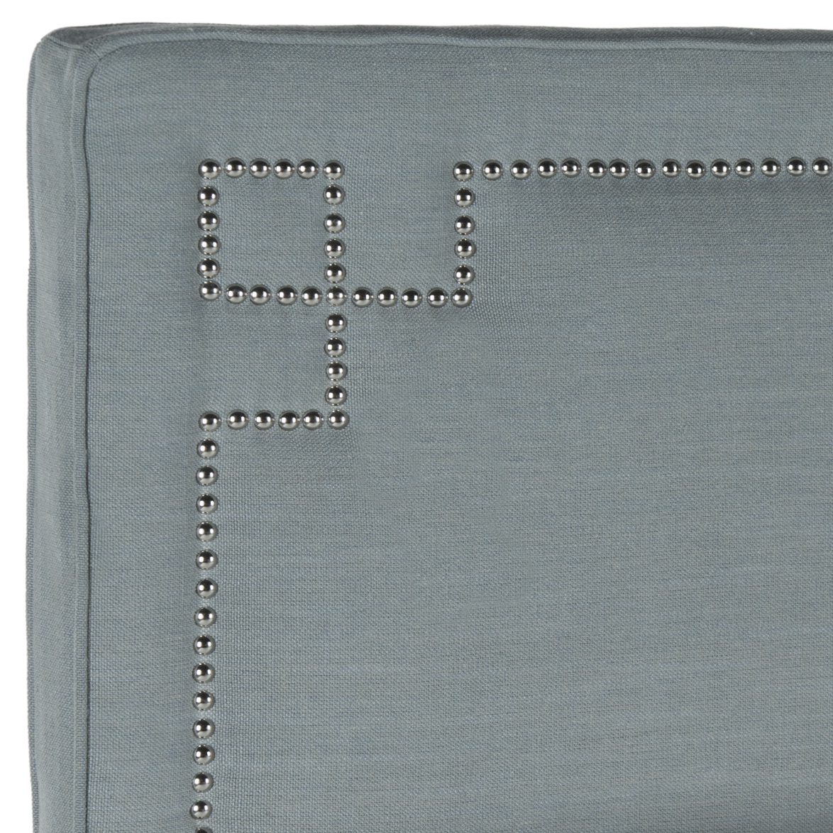 SAFAVIEH Remington Modern Glam Upholstered Headboard with Nail Heads, Full, Sky Blue