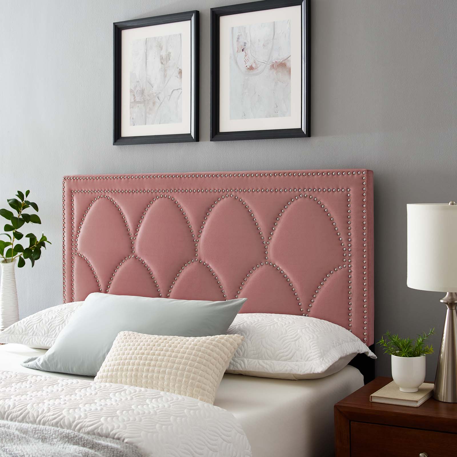 Modway Greta Performance Velvet Twin Headboard in Dusty Rose